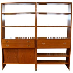 Vintage Mid-Century Modern Hans Wegner Danish Teak Bookshelves Wall Unit with Desk 1960s