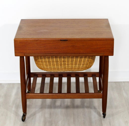 Mid Century Modern Ejvind Johansson Danish Teak Sewing Cabinet