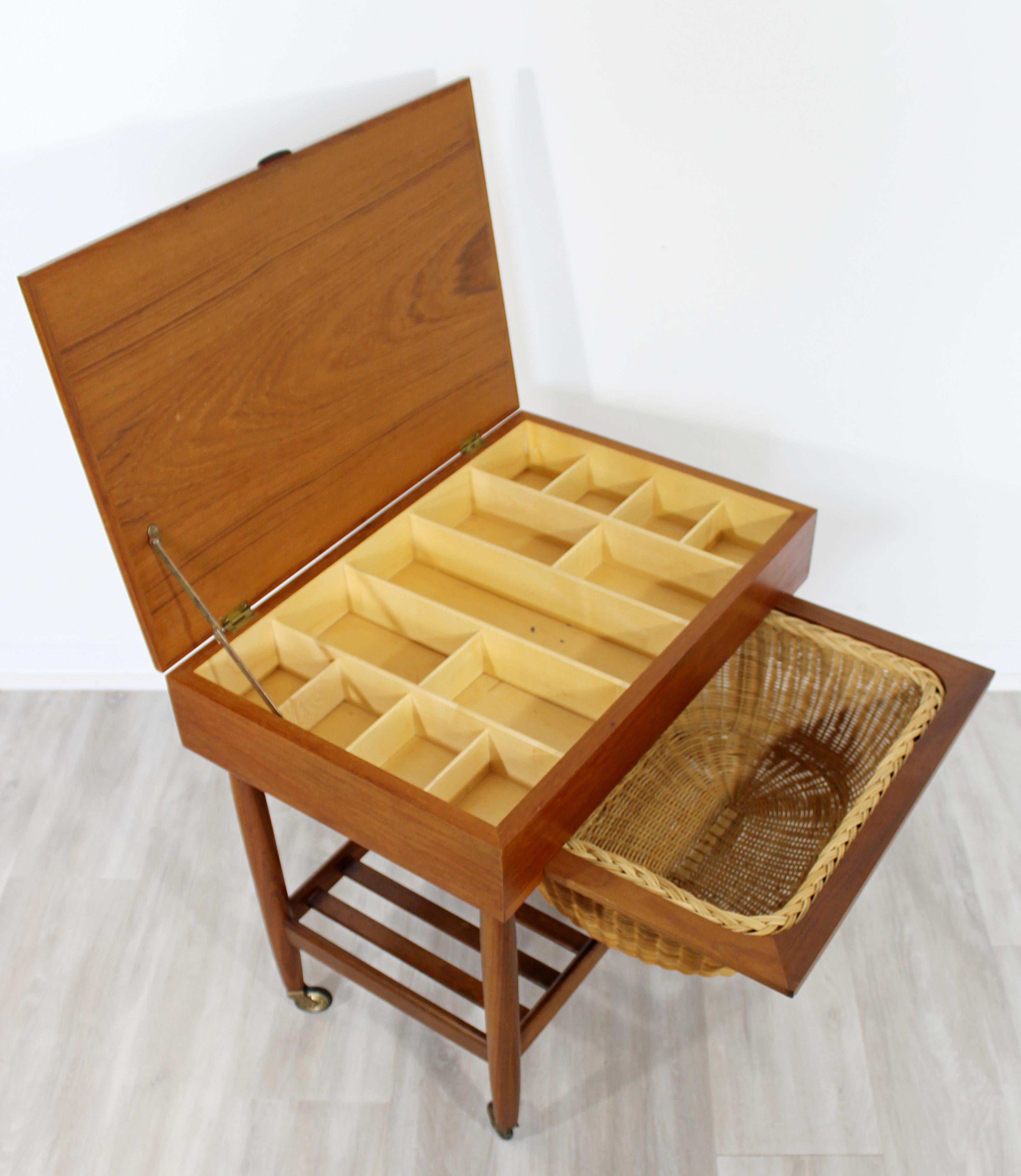 Mid-20th Century Mid-Century Modern Ejvind Johansson Danish Teak Sewing Cabinet Side End Table