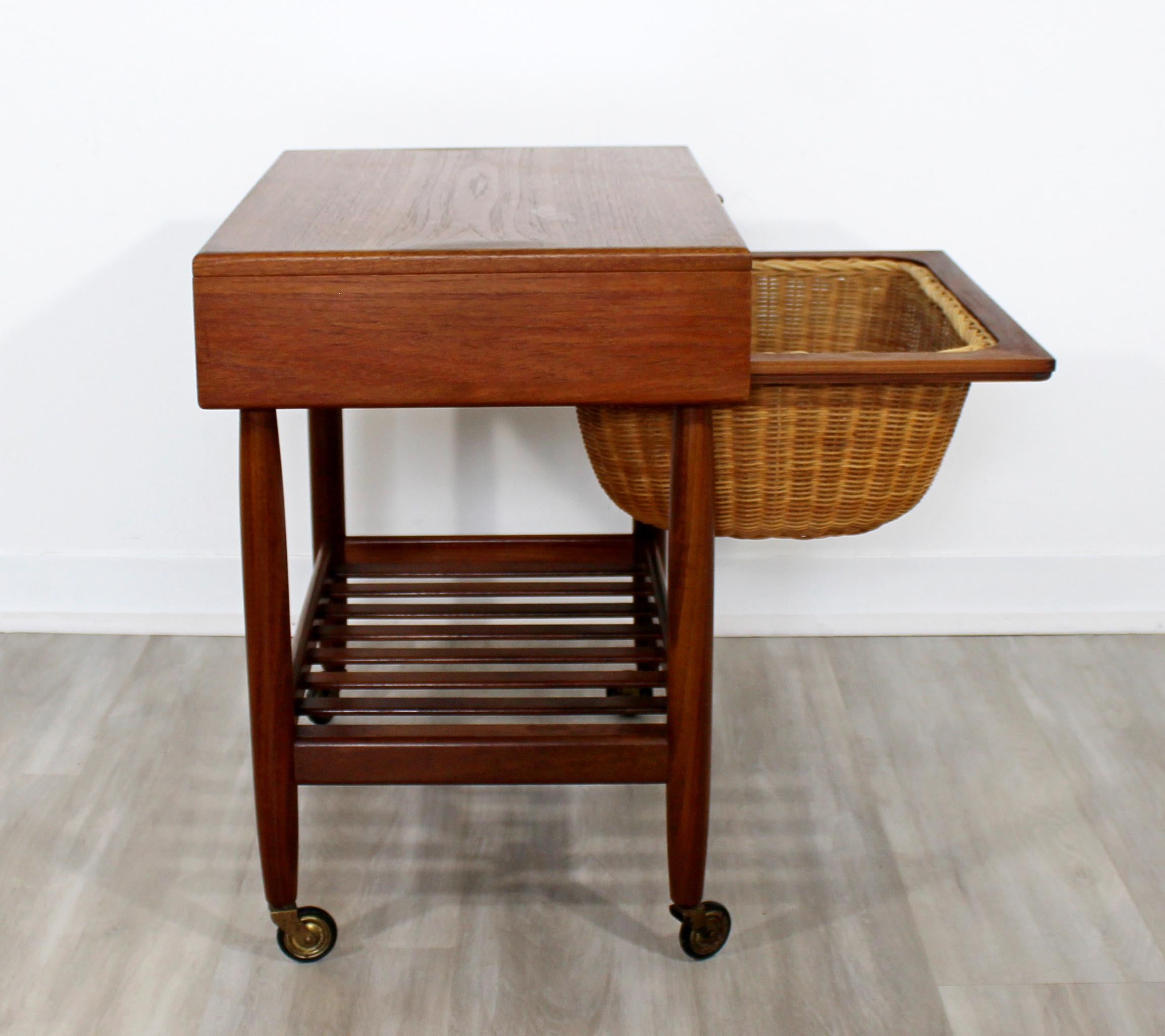 Mid-Century Modern Ejvind Johansson Danish Teak Sewing Cabinet Side End Table 1