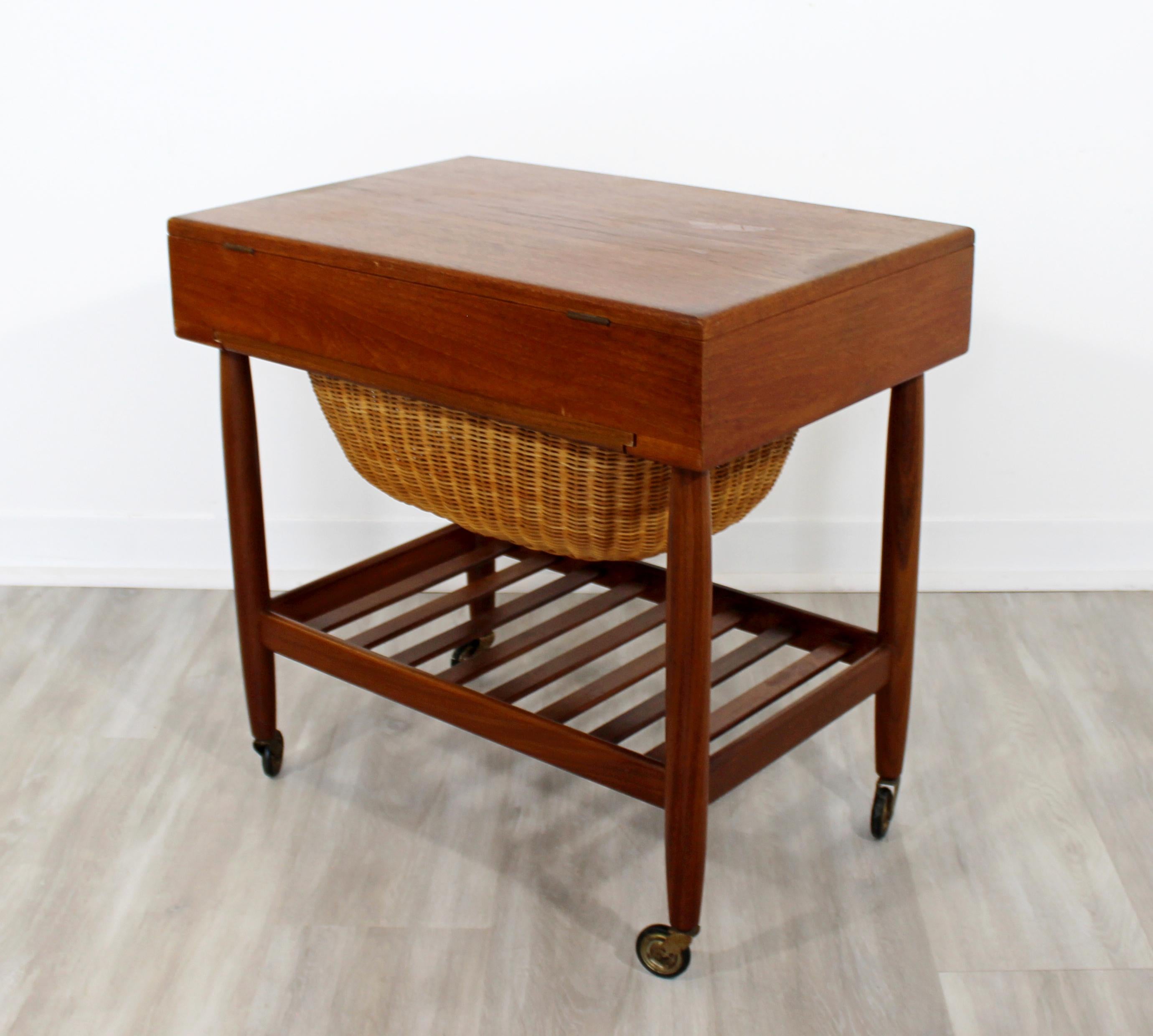Mid-Century Modern Ejvind Johansson Danish Teak Sewing Cabinet Side End Table 2