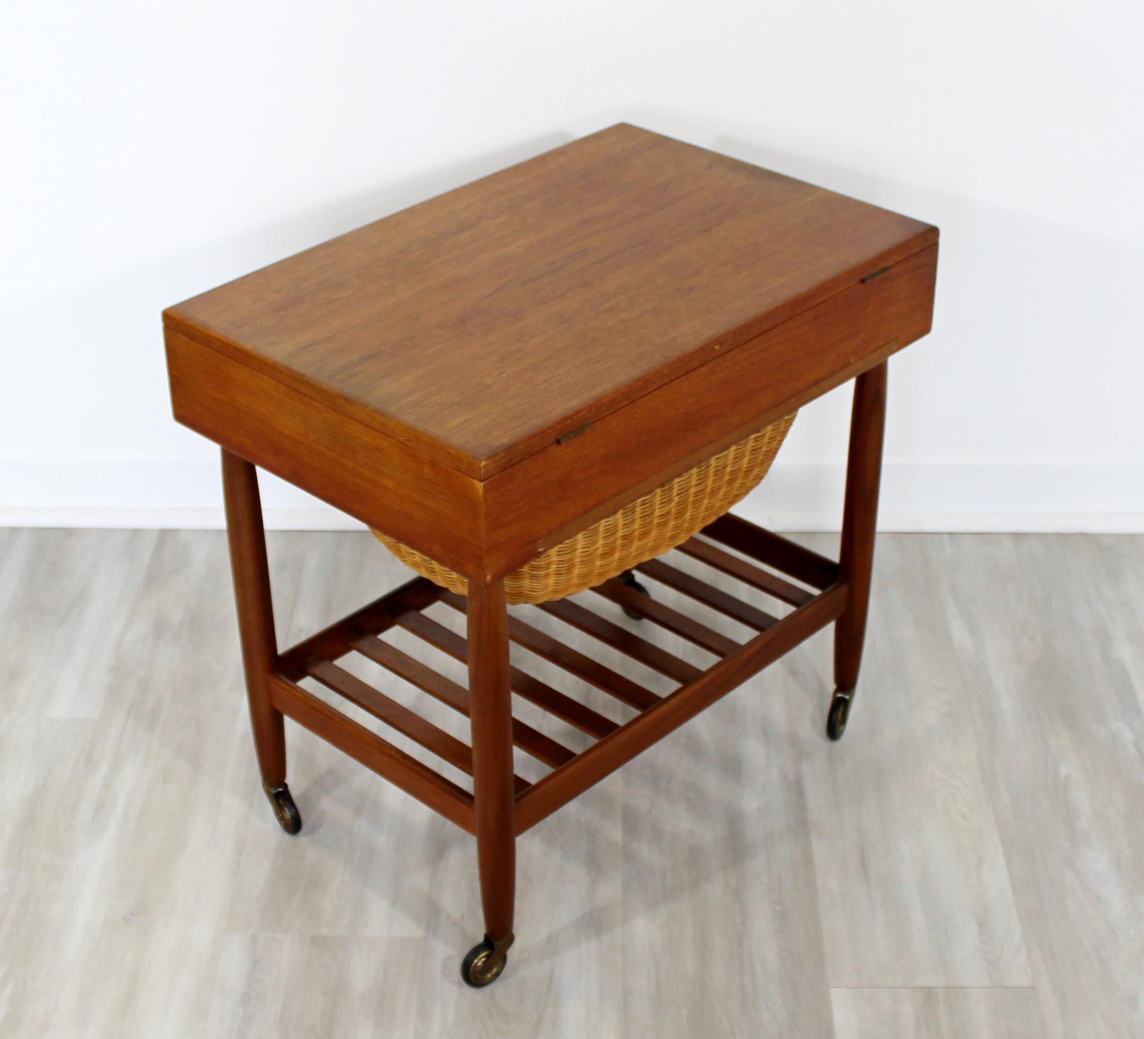 Mid-Century Modern Ejvind Johansson Danish Teak Sewing Cabinet Side End Table 3