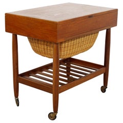 Mid-Century Modern Ejvind Johansson Danish Teak Sewing Cabinet Side End Table