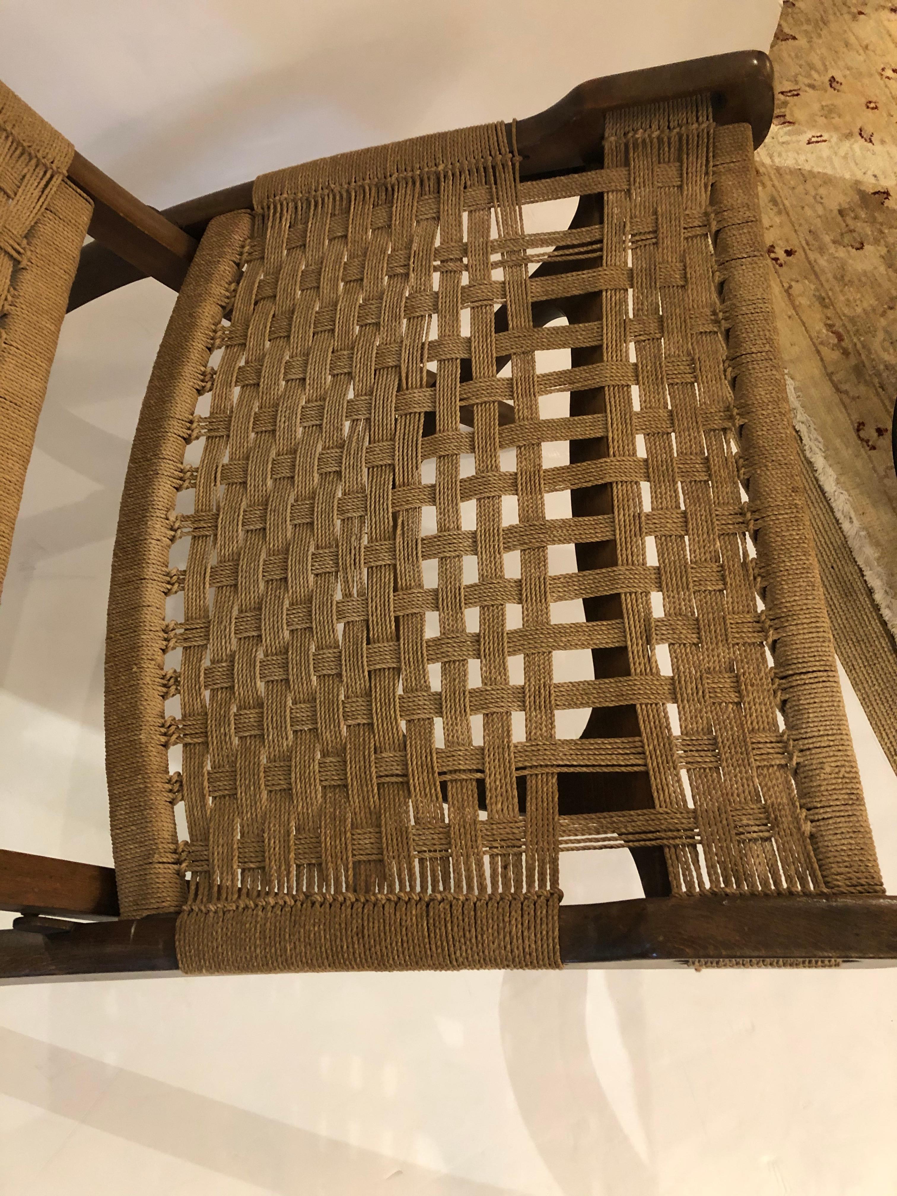 Mid-Century Modern Hans Wegner Style Oak and Rope Folding Lounge Chair 7