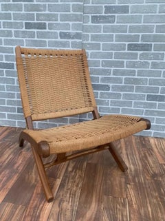 Chaise longue pliante en noyer, style Hans Wegner, moderne du milieu du siècle dernier