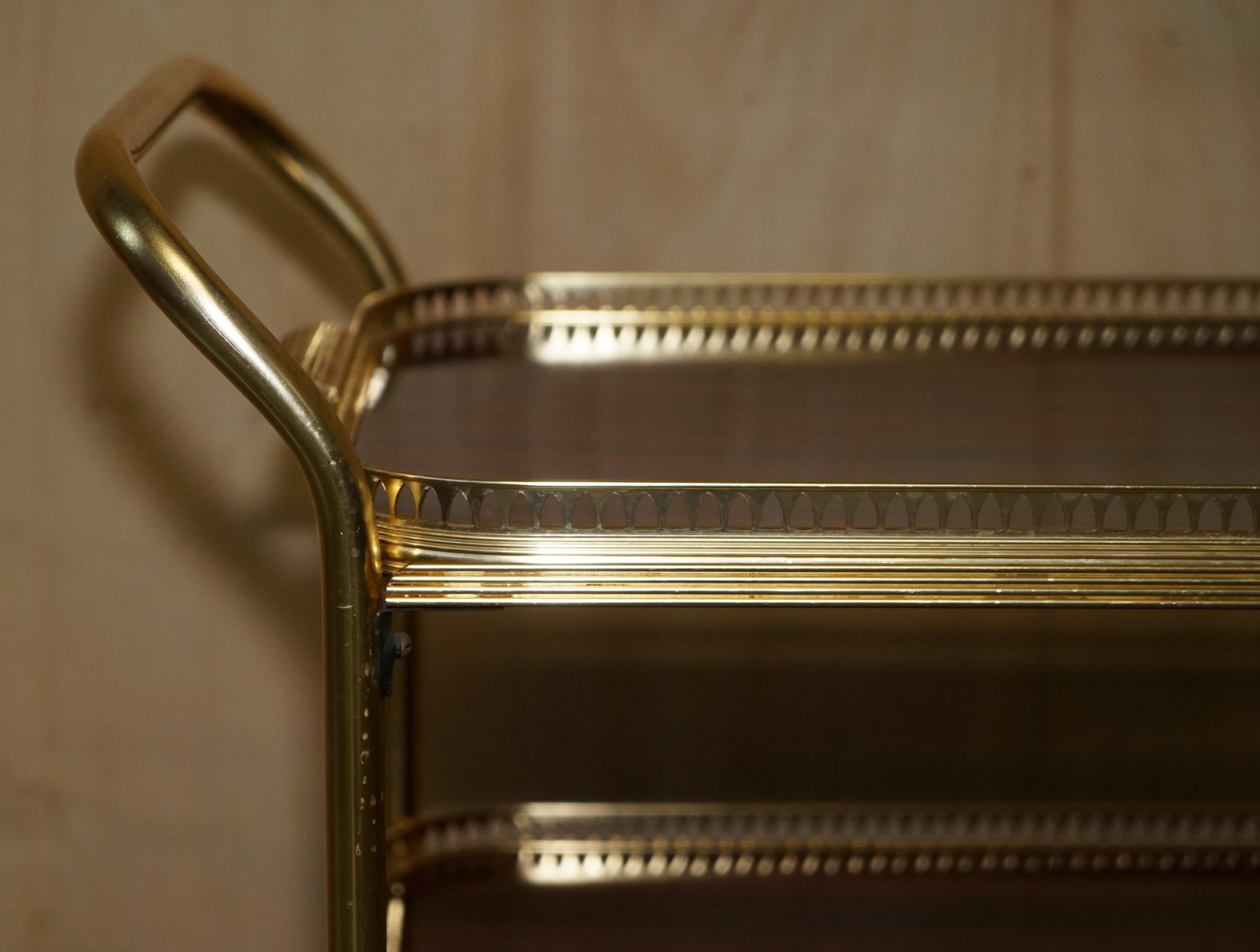 Mid-20th Century Mid-Century Modern Hardwood Brass Circa 1950's Drinks Trolley Tray Table Top