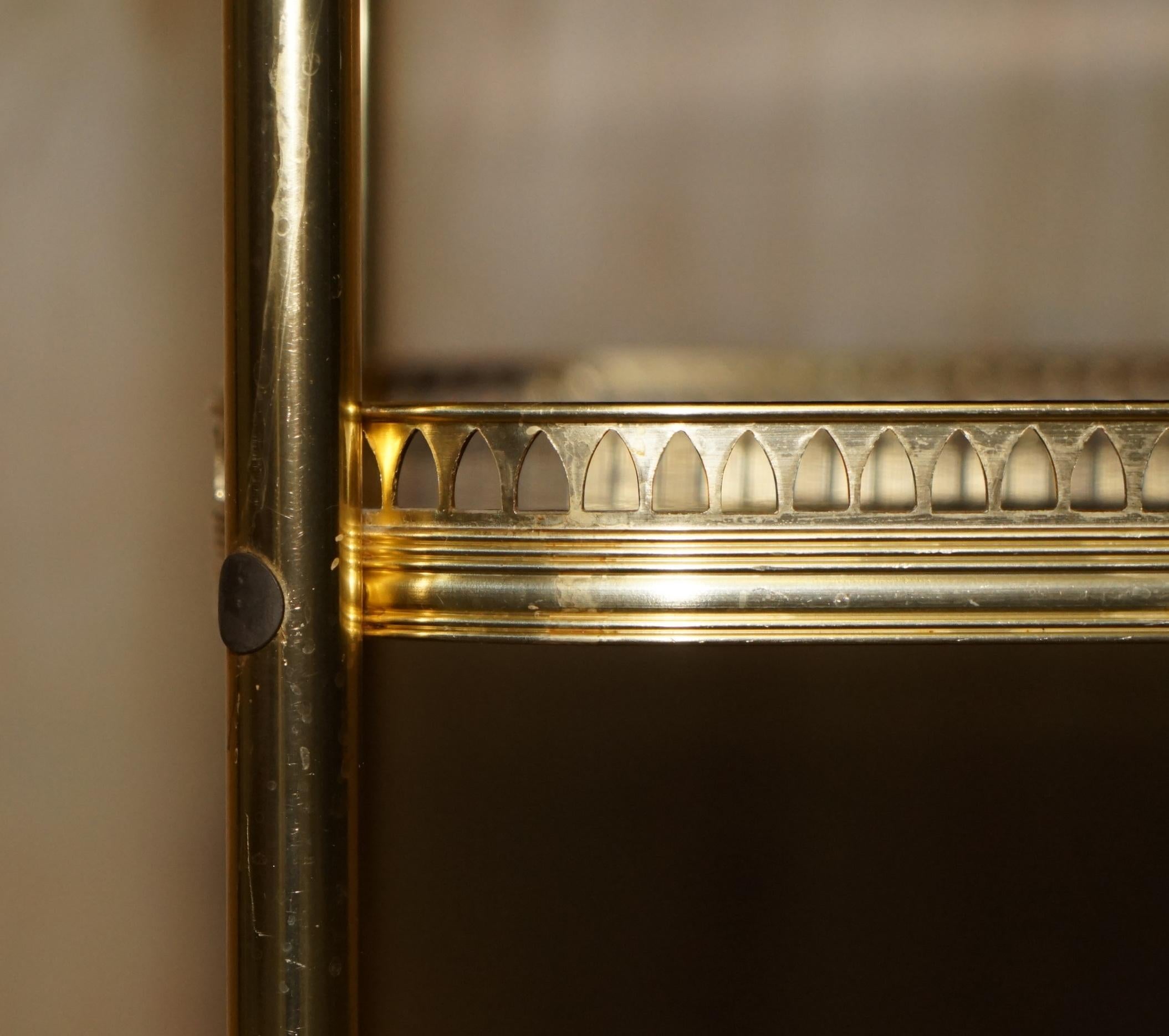 Mid-Century Modern Hardwood Brass Circa 1950's Drinks Trolley Tray Table Top 2