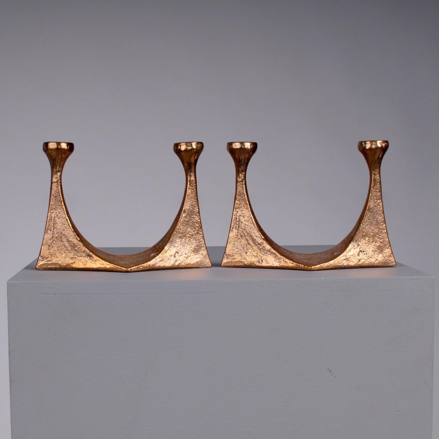 Mid-Century Modern Harjes German massive bell bronze candlesticks. Steady candles holders by Harjes Germany manufactured in the 1970s, model out of production.