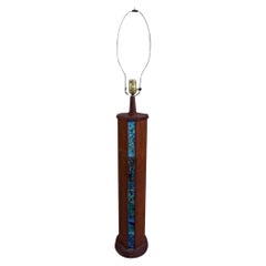 Mid Century Modern Harris Strong Wood and Ceramic Tile Table Lamp