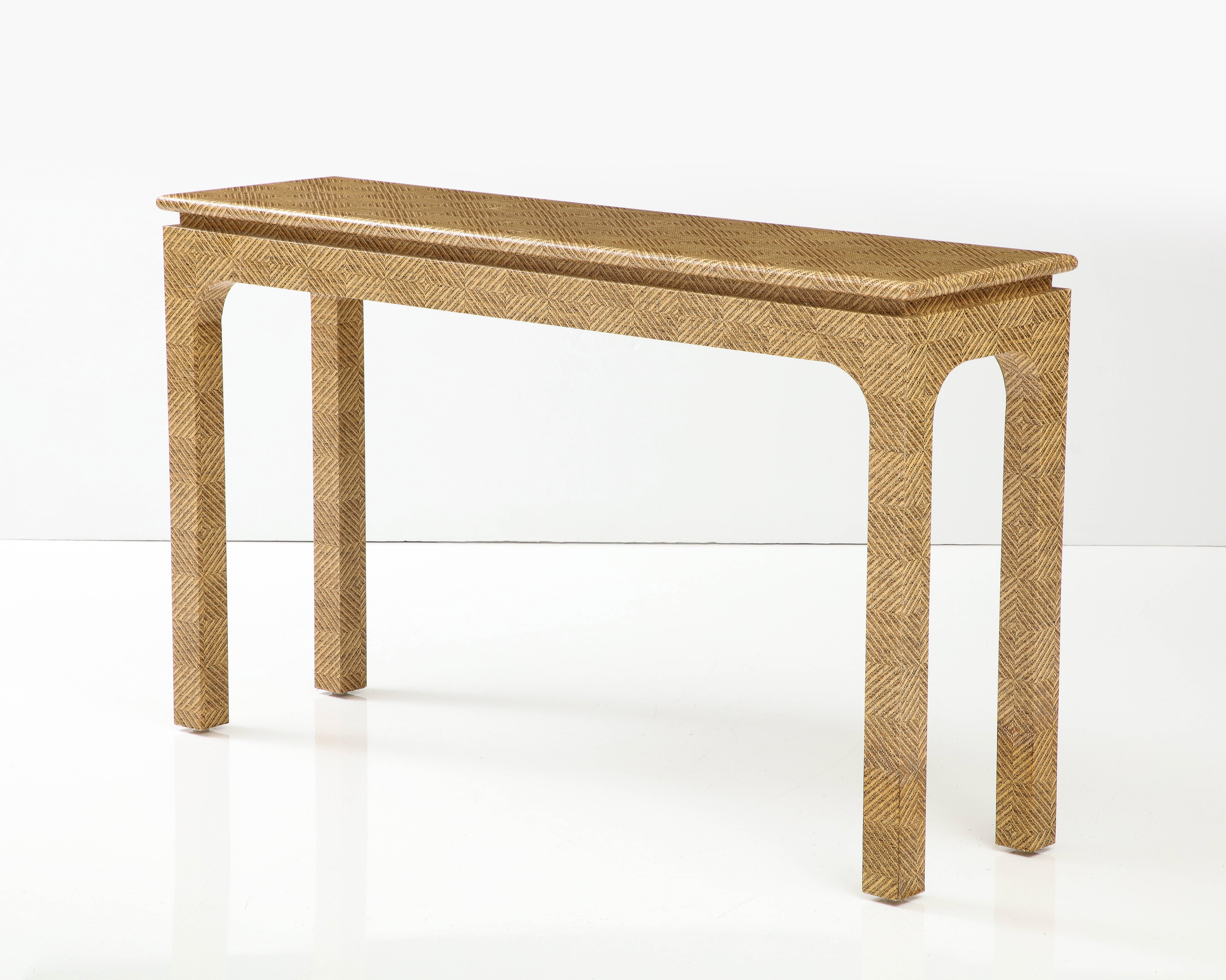 Mid - Century Modern Woven Raffia Console table by Harrison Van - Horn.
The table is in Great vintage condition.