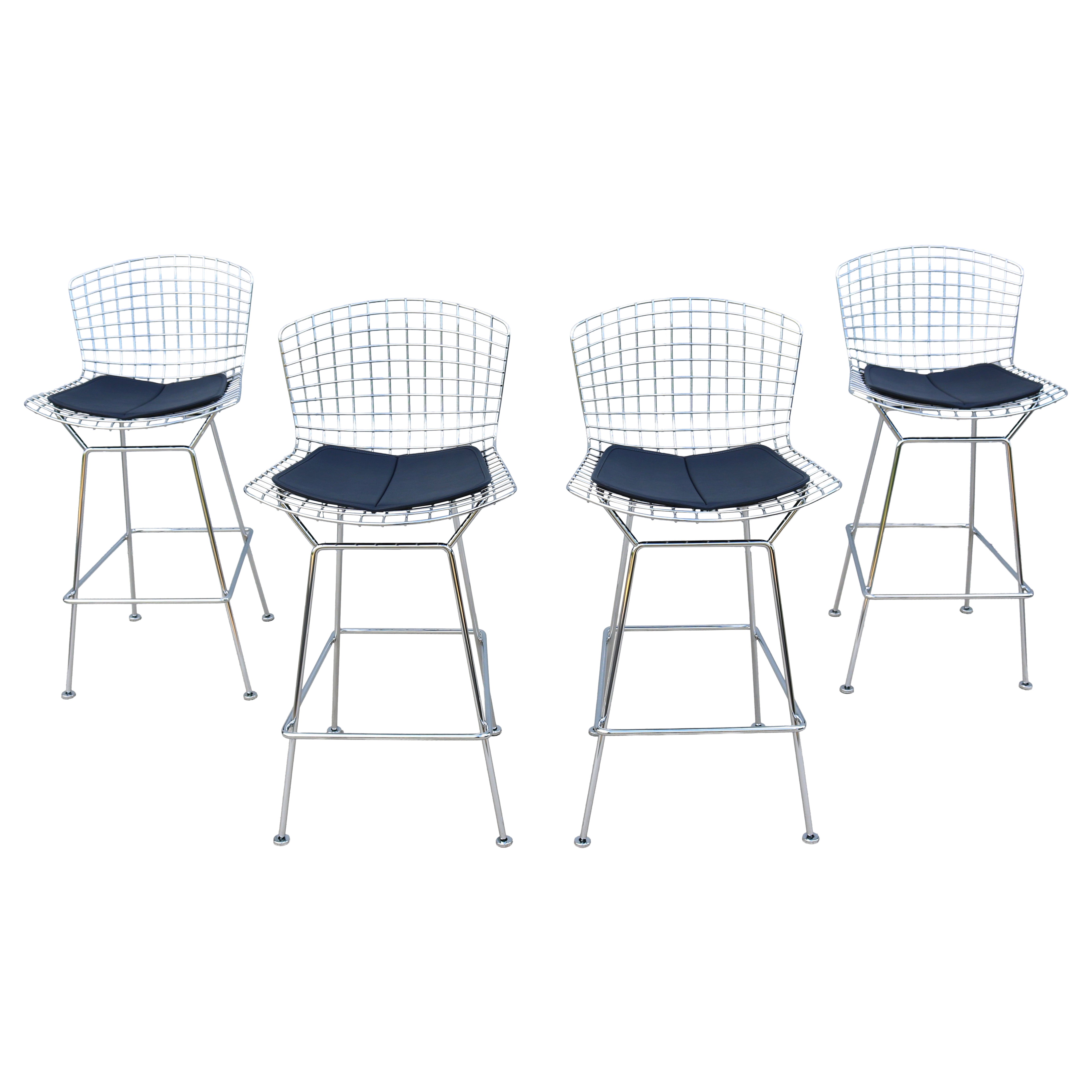 Mid-Century Modern Harry Bertoia for Knoll Bertoia Bar Height Stools - Set of 4 For Sale