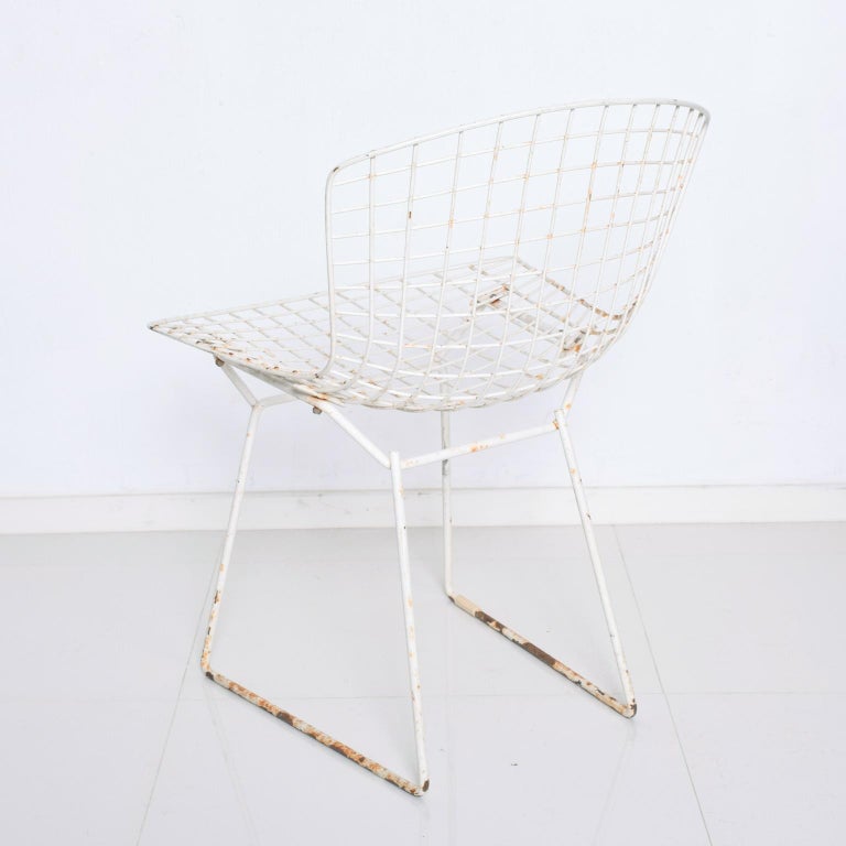 Harry Bertoia Industrial Wire Side Chair White Knoll Classic 1950s For Sale  at 1stDibs | knoll wire chair, bertoia wire chair, white bertoia chair