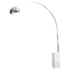 Mid-Century Modern Harvey Guzzini Marble Base Arc Lamp