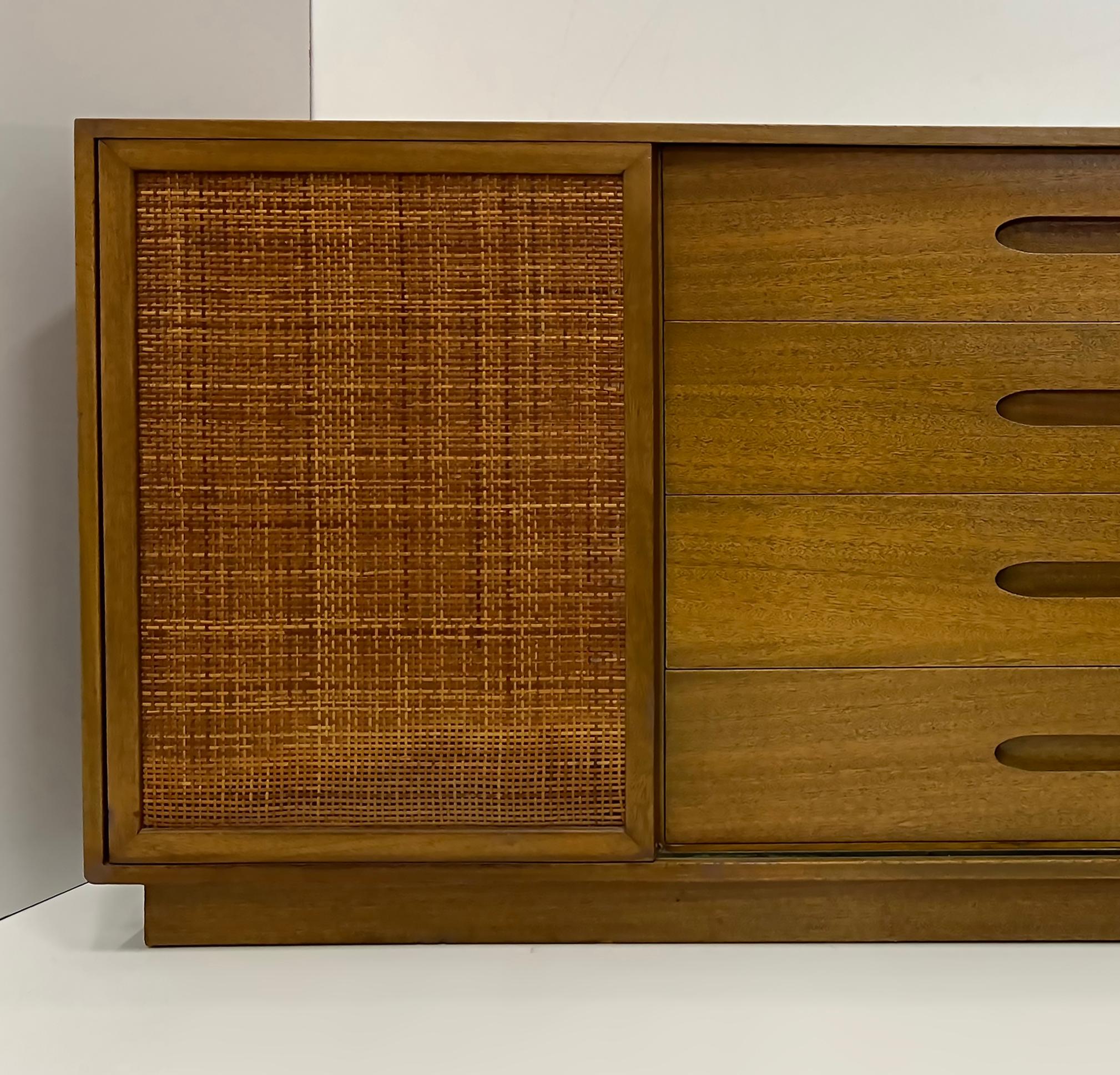 Mid-century Modern Harvey Probber Dresser in Bleached Mahogany, Cane Doors  For Sale 2