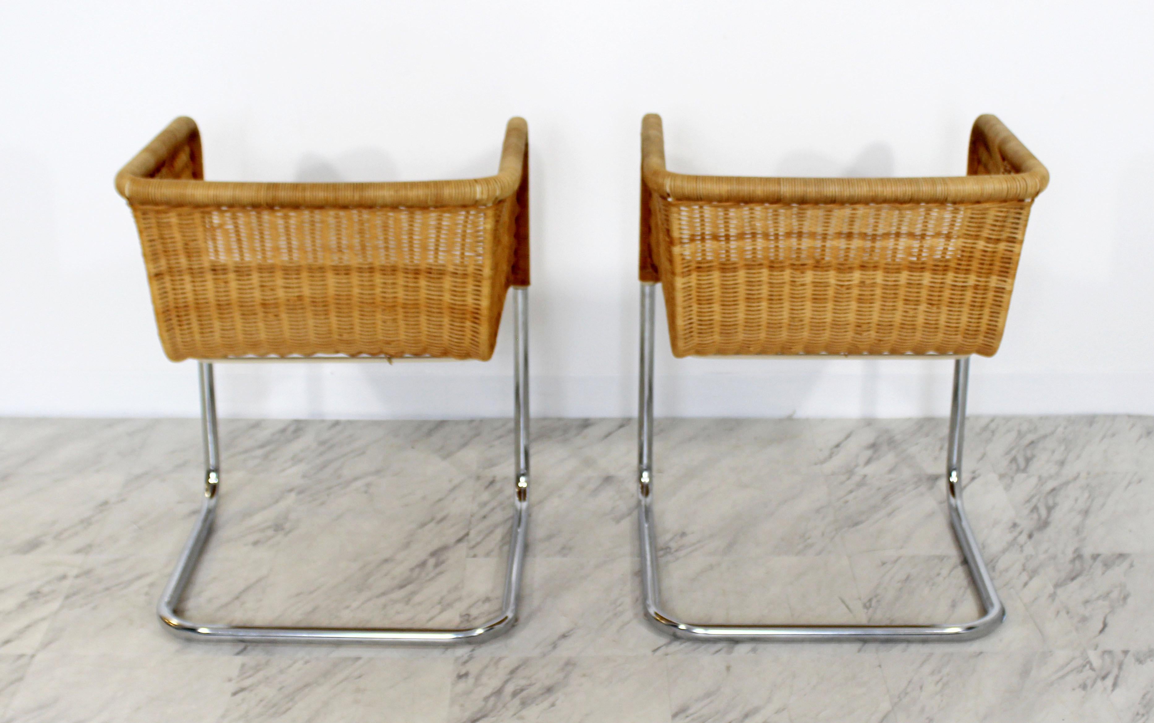 Mid-Century Modern Harvey Probber Four Wicker Chrome Cantilever Bucket Chairs 3