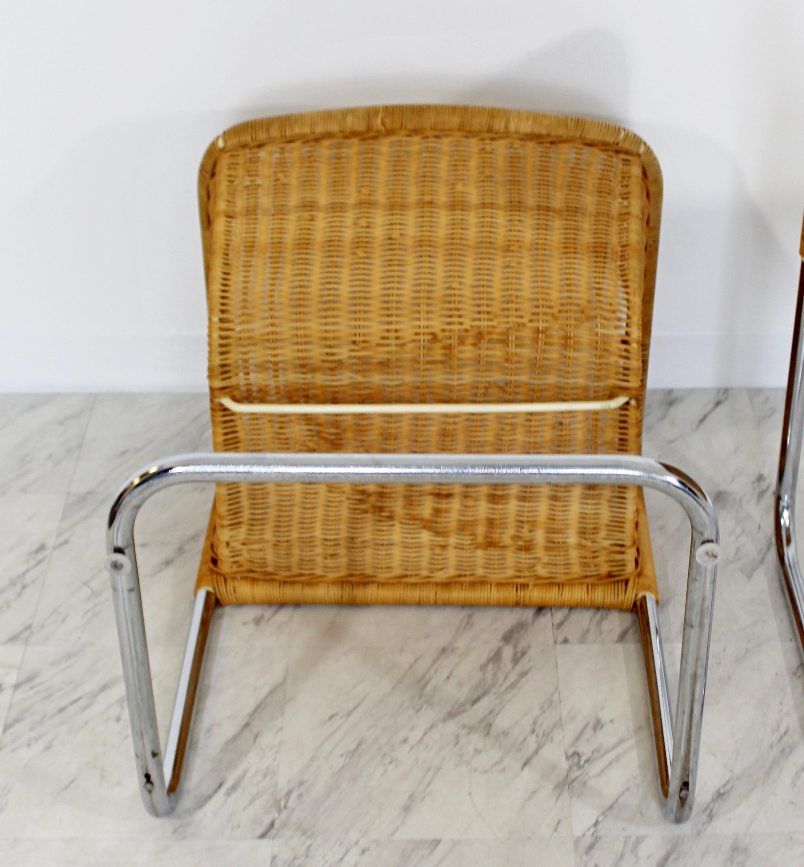Mid-Century Modern Harvey Probber Four Wicker Chrome Cantilever Bucket Chairs 4
