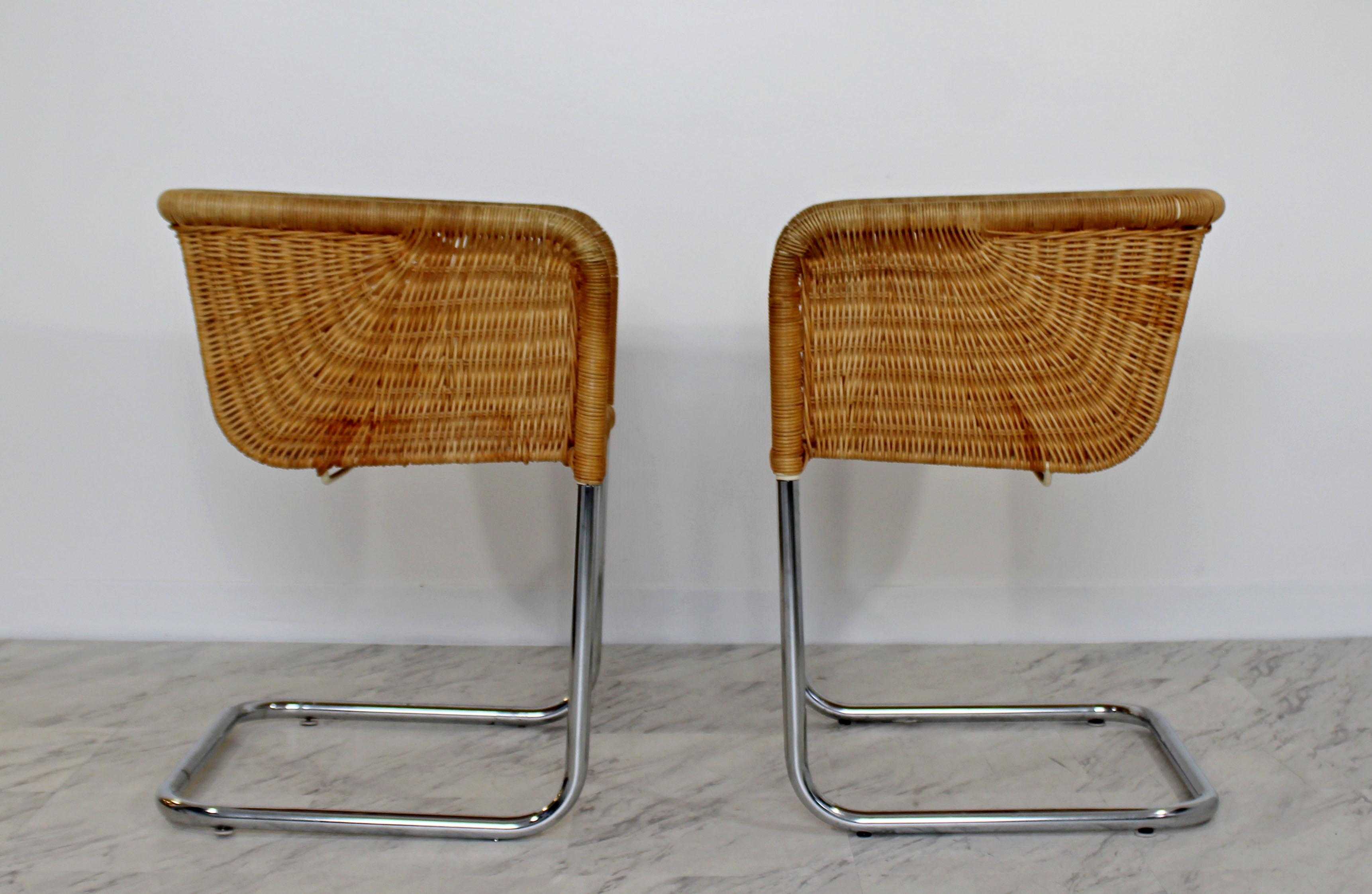 Mid-Century Modern Harvey Probber Four Wicker Chrome Cantilever Bucket Chairs In Good Condition In Keego Harbor, MI