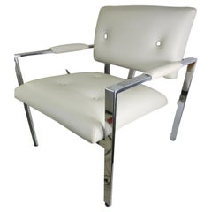 Mid-Century Modern Harvey Probber Lounge Chair in Reupholstered White Leather