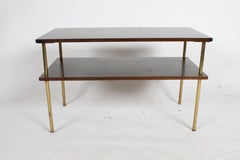 Mid-Century Modern Harvey Probber Low Console, TV or Media Table Mahogany Brass