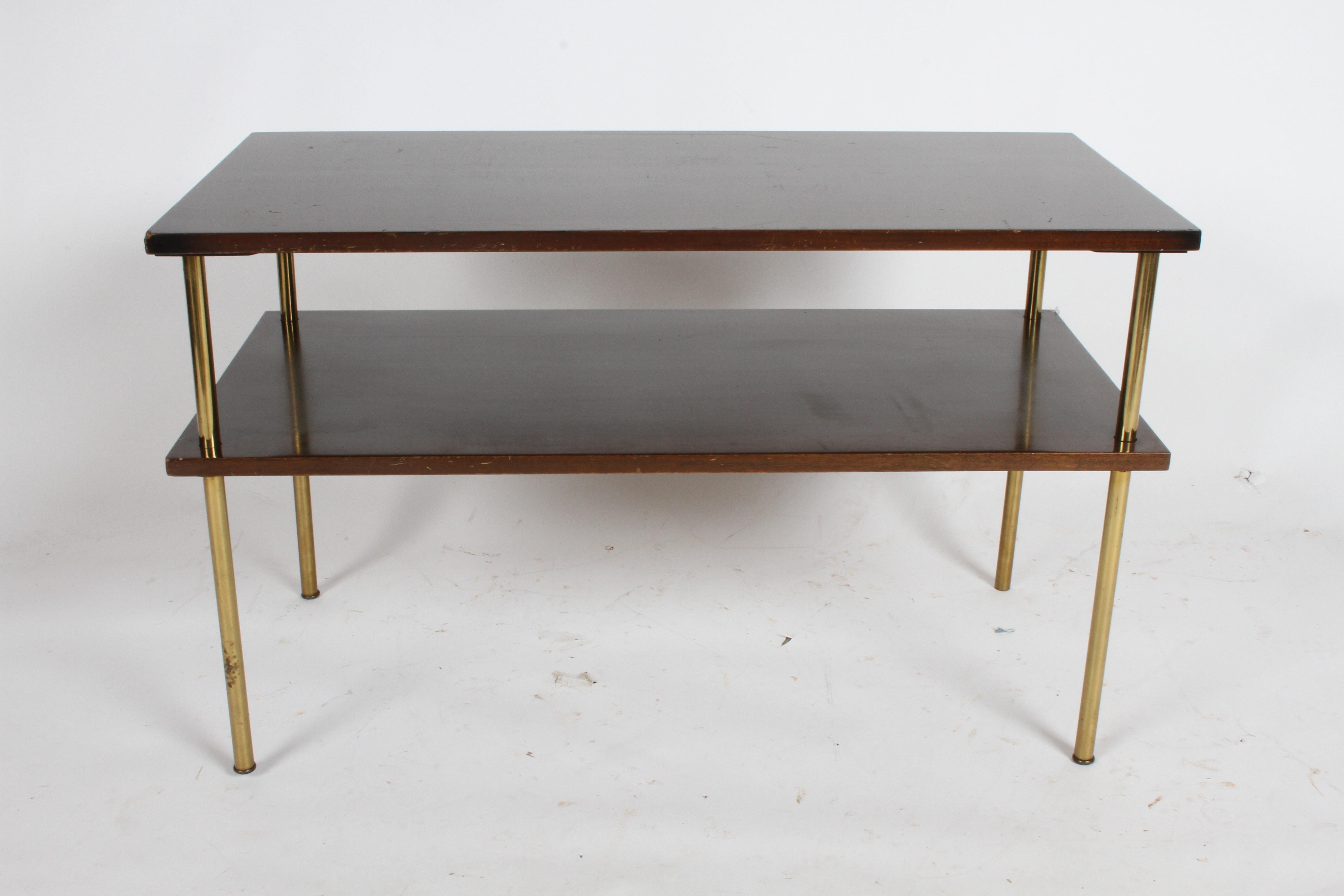 Mid-Century Modern Harvey Probber Low Console, TV or Media Table Mahogany Brass In Good Condition For Sale In St. Louis, MO