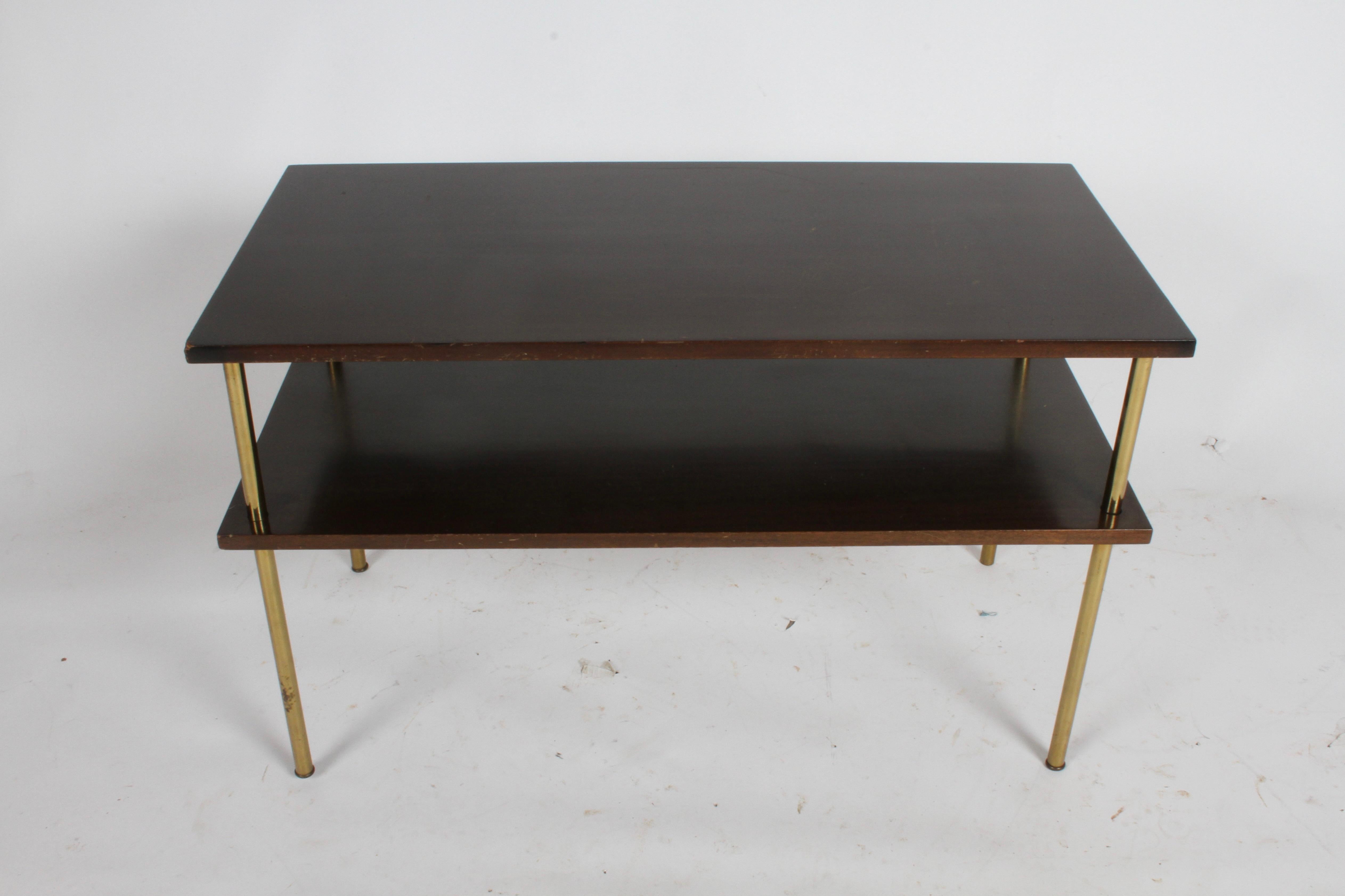 Mid-Century Modern Harvey Probber Low Console, TV or Media Table Mahogany Brass For Sale 1