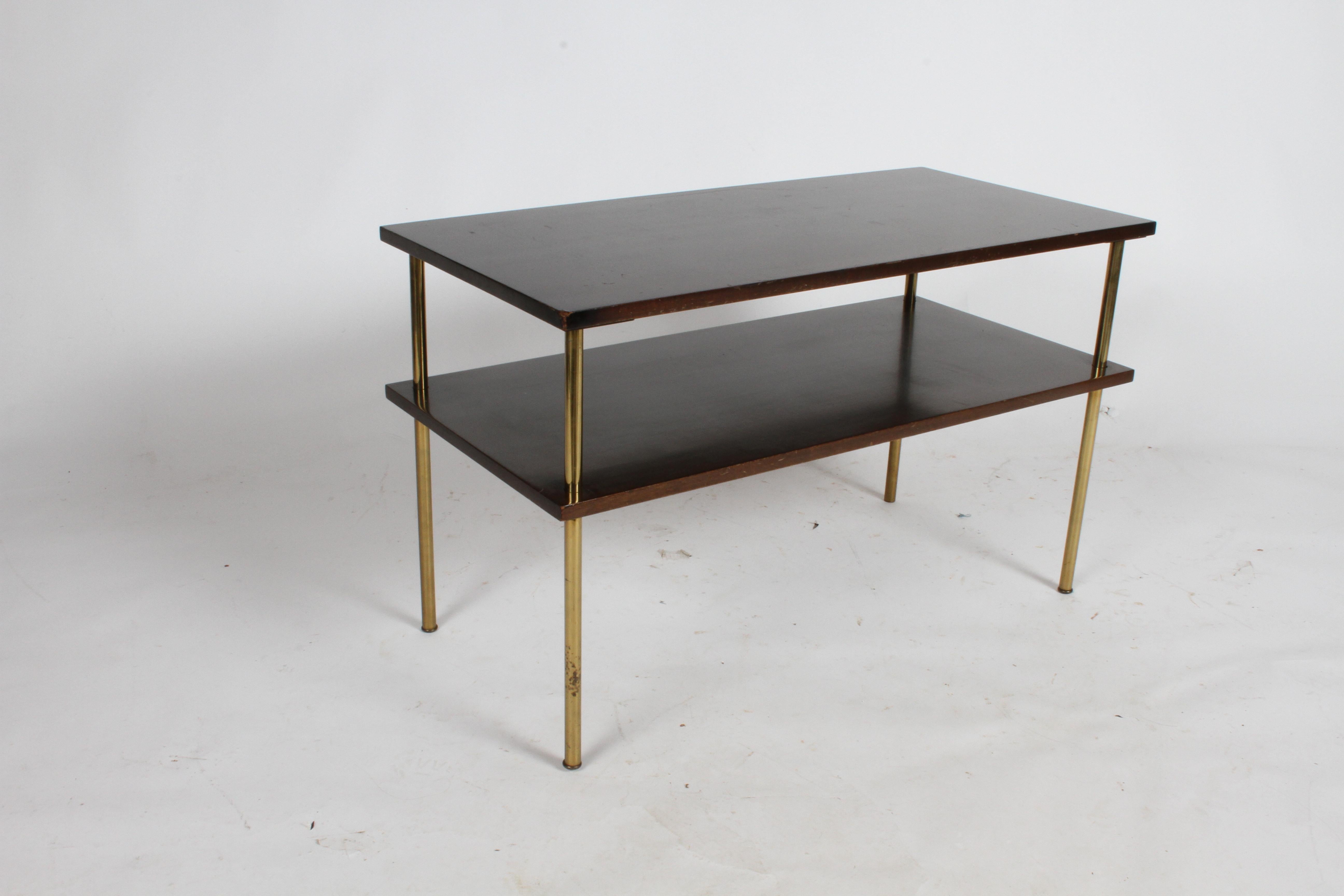 Mid-Century Modern Harvey Probber Low Console, TV or Media Table Mahogany Brass For Sale 2