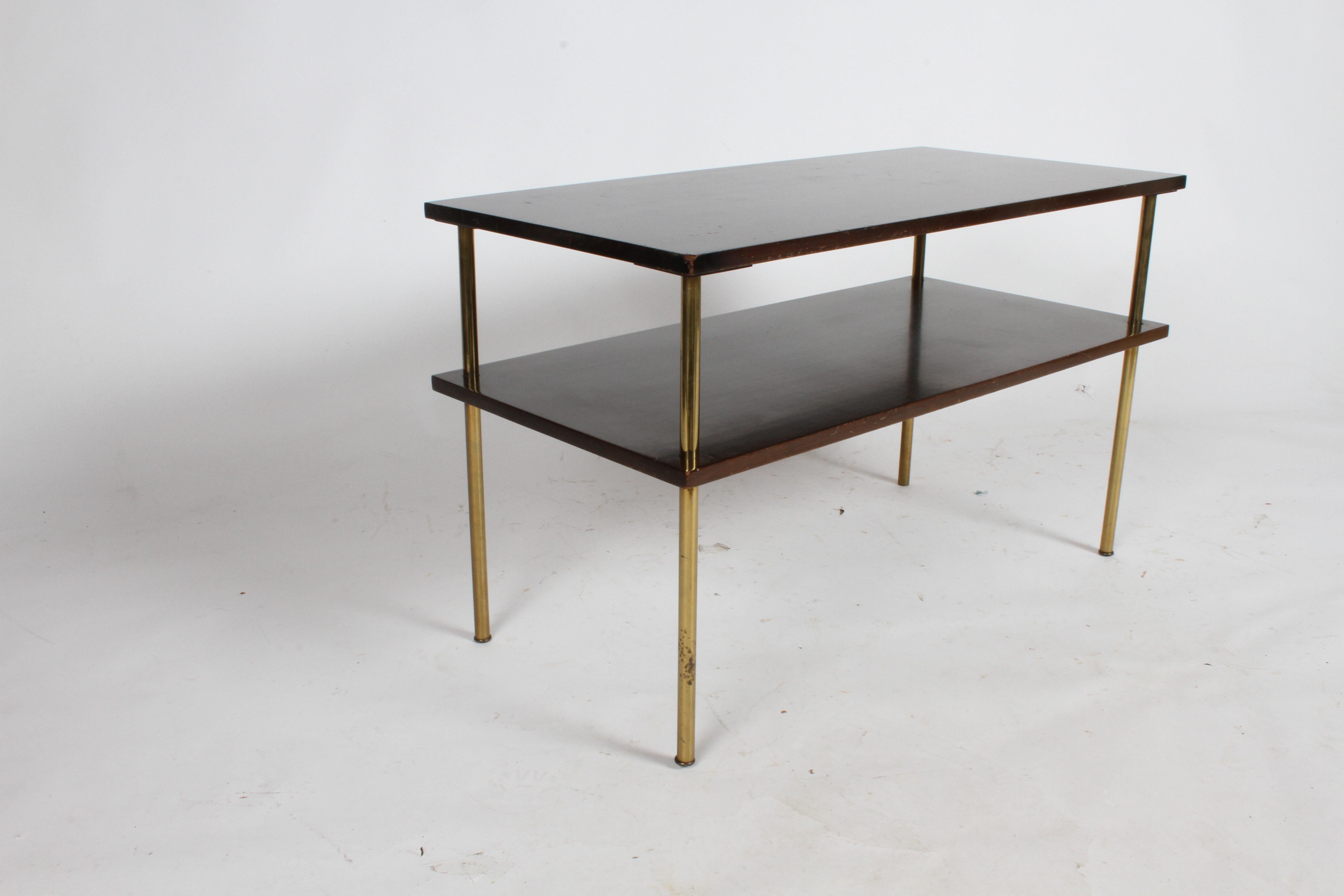Mid-Century Modern Harvey Probber Low Console, TV or Media Table Mahogany Brass For Sale 3
