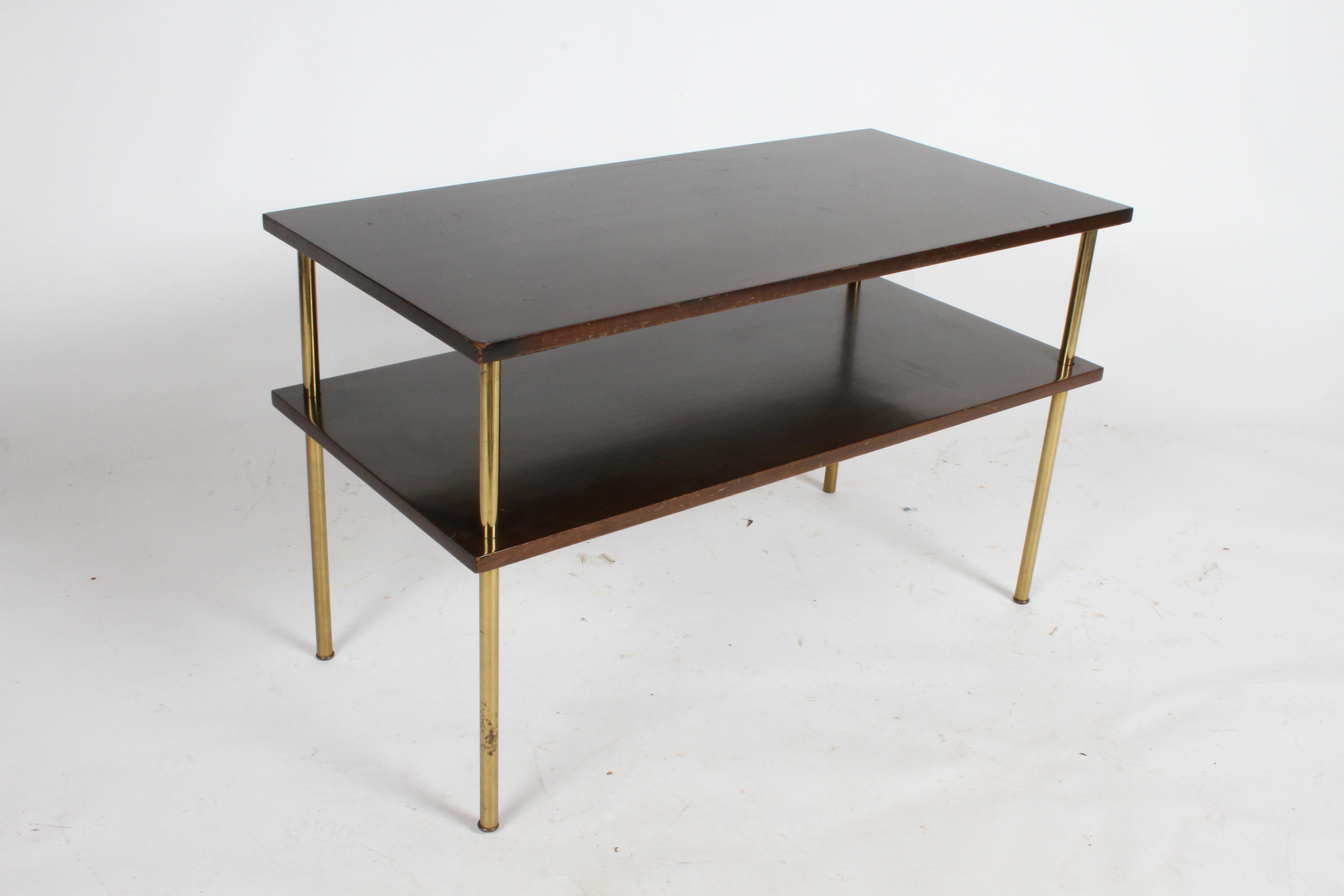 Mid-Century Modern Harvey Probber Low Console, TV or Media Table Mahogany Brass For Sale 4