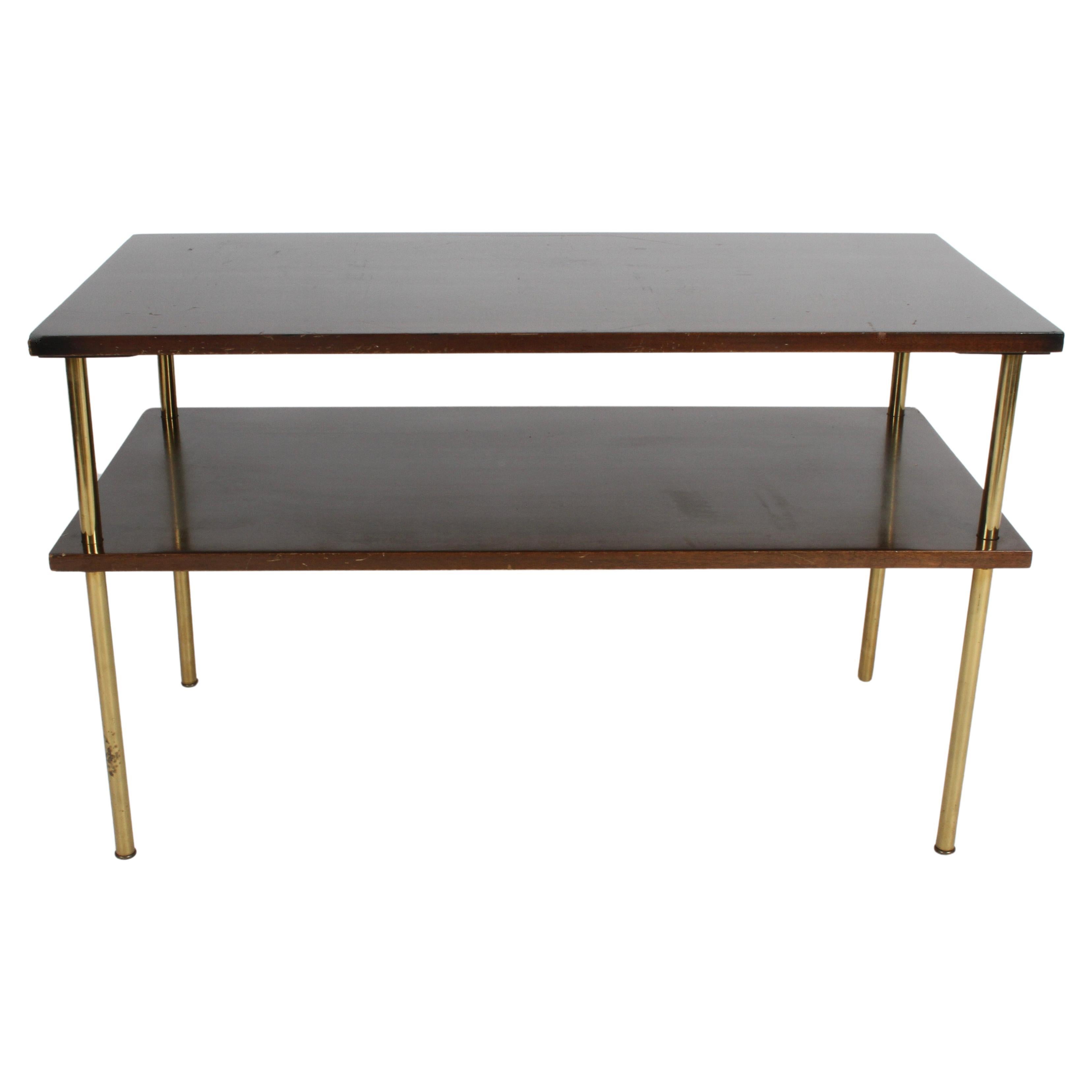 Mid-Century Modern Harvey Probber Low Console, TV or Media Table Mahogany Brass For Sale