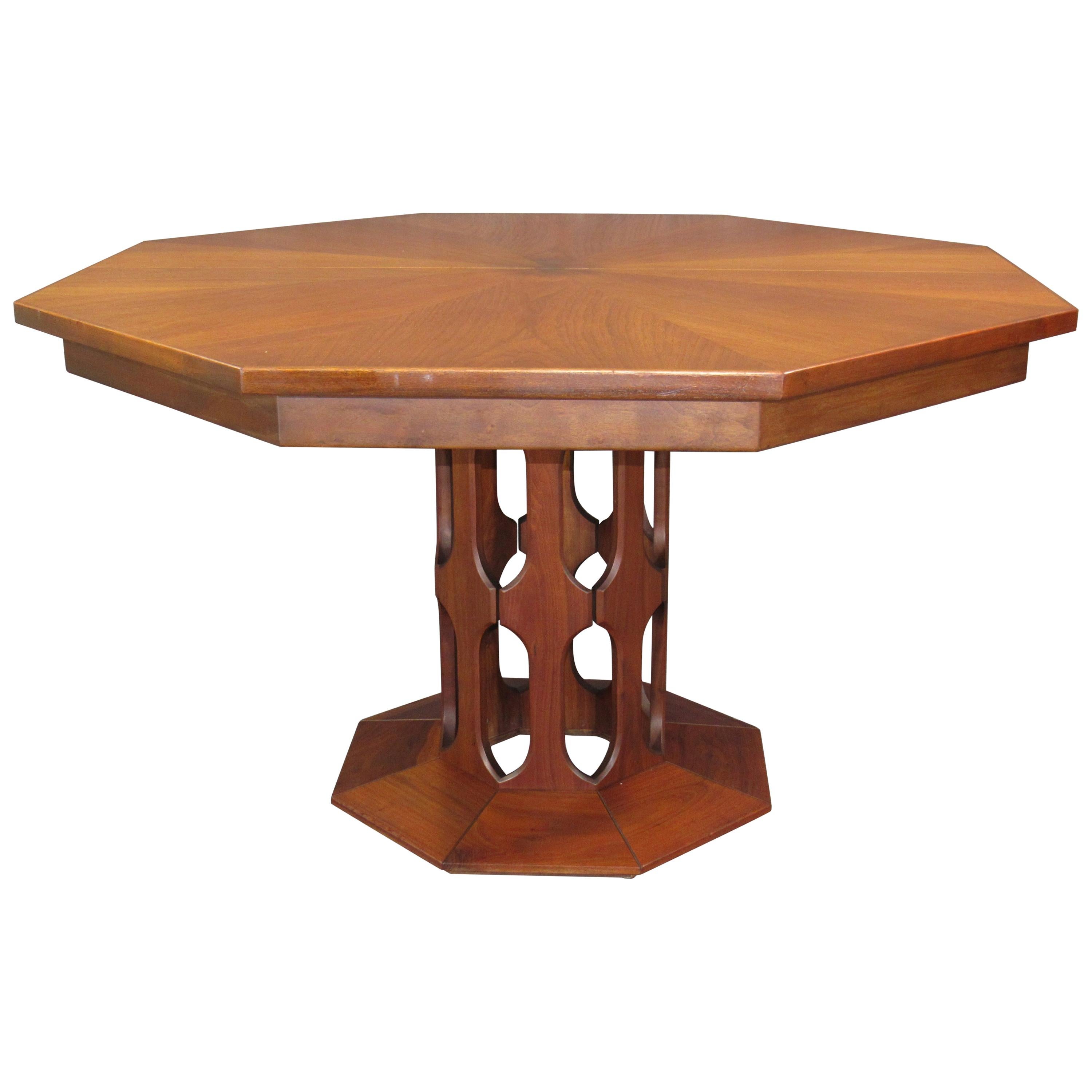Mid-Century Modern Harvey Probber Octagonal Dining Extension Table in Walnut