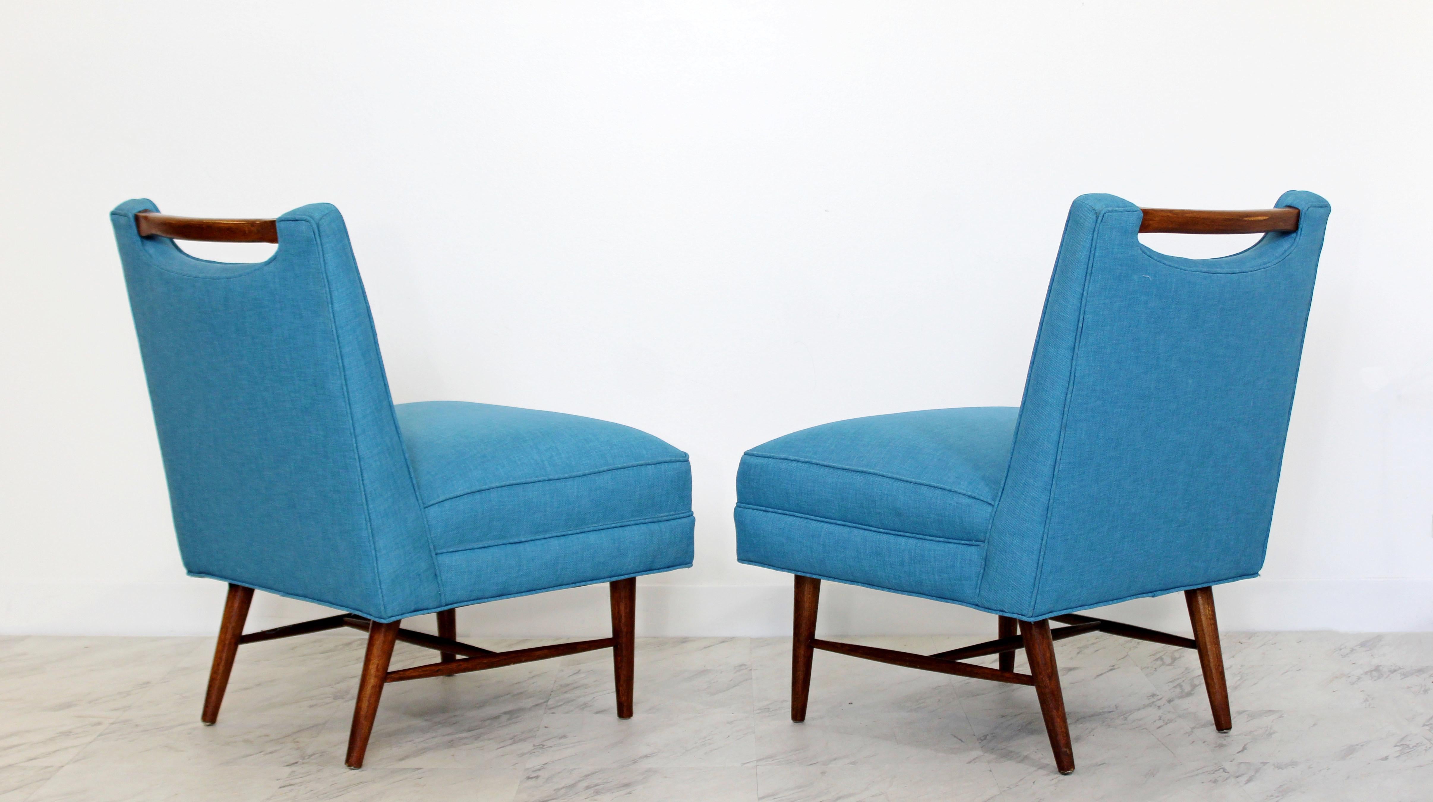 Mid-Century Modern Harvey Probber Pair of Game Slipper Chairs Wood Handles In Good Condition In Keego Harbor, MI