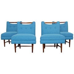 Modernité du milieu du siècle Harvey Probber Set of Four Game Slipper Chairs:: 1950s