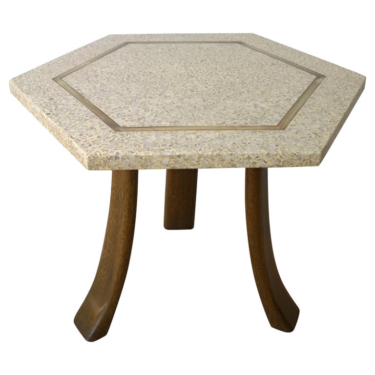 Mid Century Modern Harvey Probber Terrazzo Mahogany And Br Mid Century Modern Harvey Probber Terrazzo Mahogany Br Hexagon Side Table For