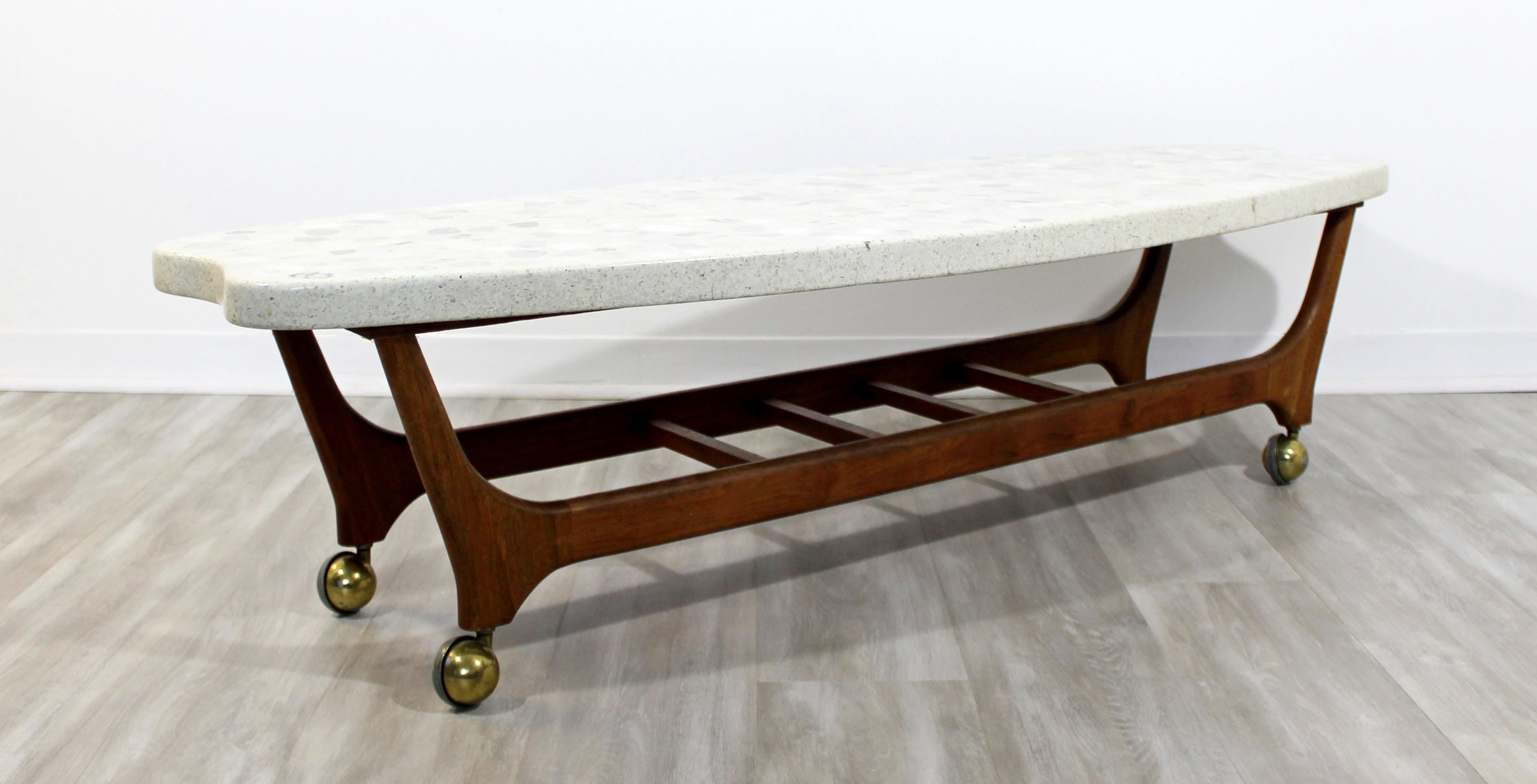 Mid-Century Modern Harvey Probber Terrazzo Travertine Wood Coffee Table 1960s 3