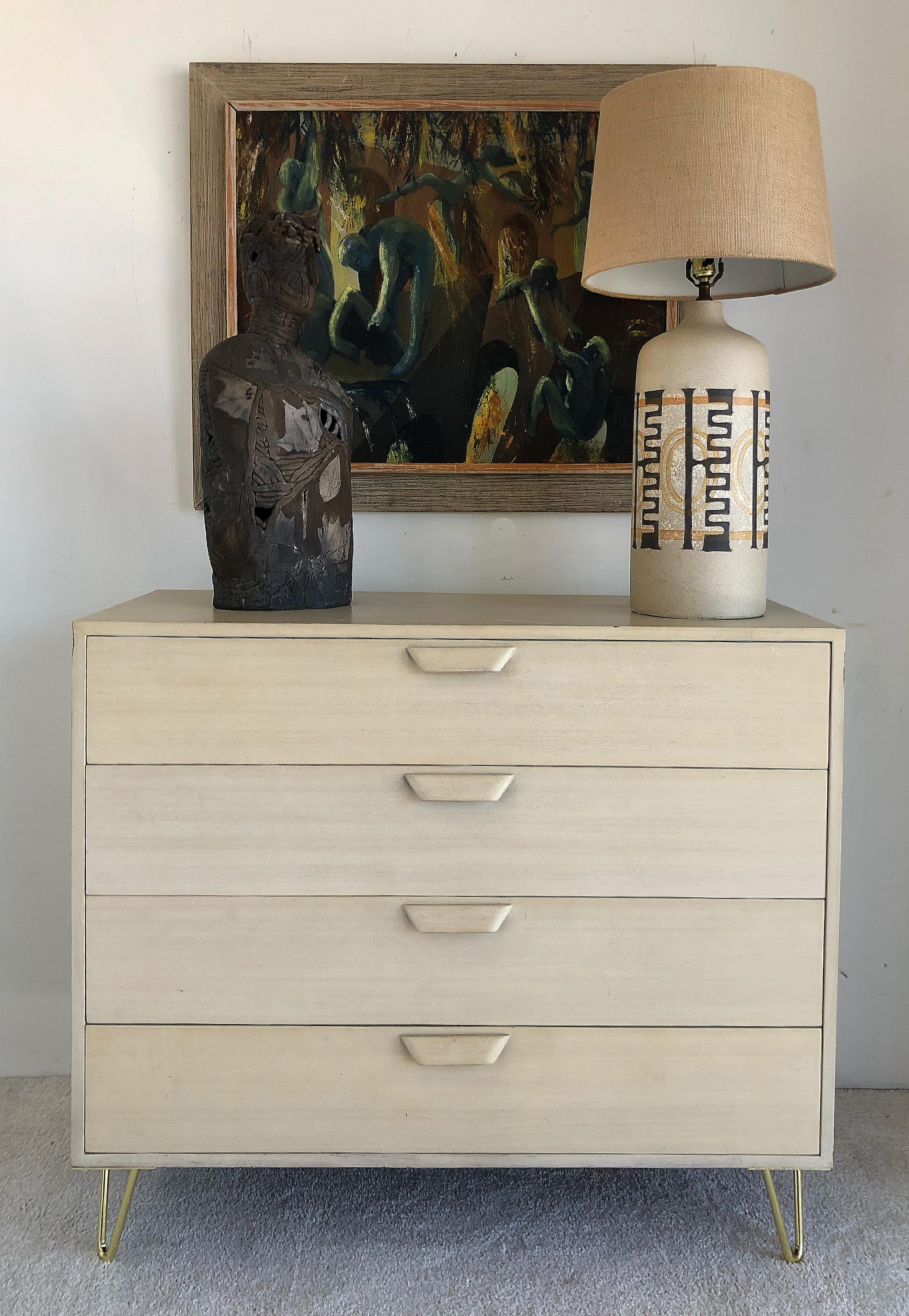 Mid-Century Modern Harvey Prober dresser with hairpin legs

Offered for sale is a Mid-Century Modern dresser by the iconic American designer Harvey Probber. The dresser has four drawers with dividers in the top drawer. It retains the original