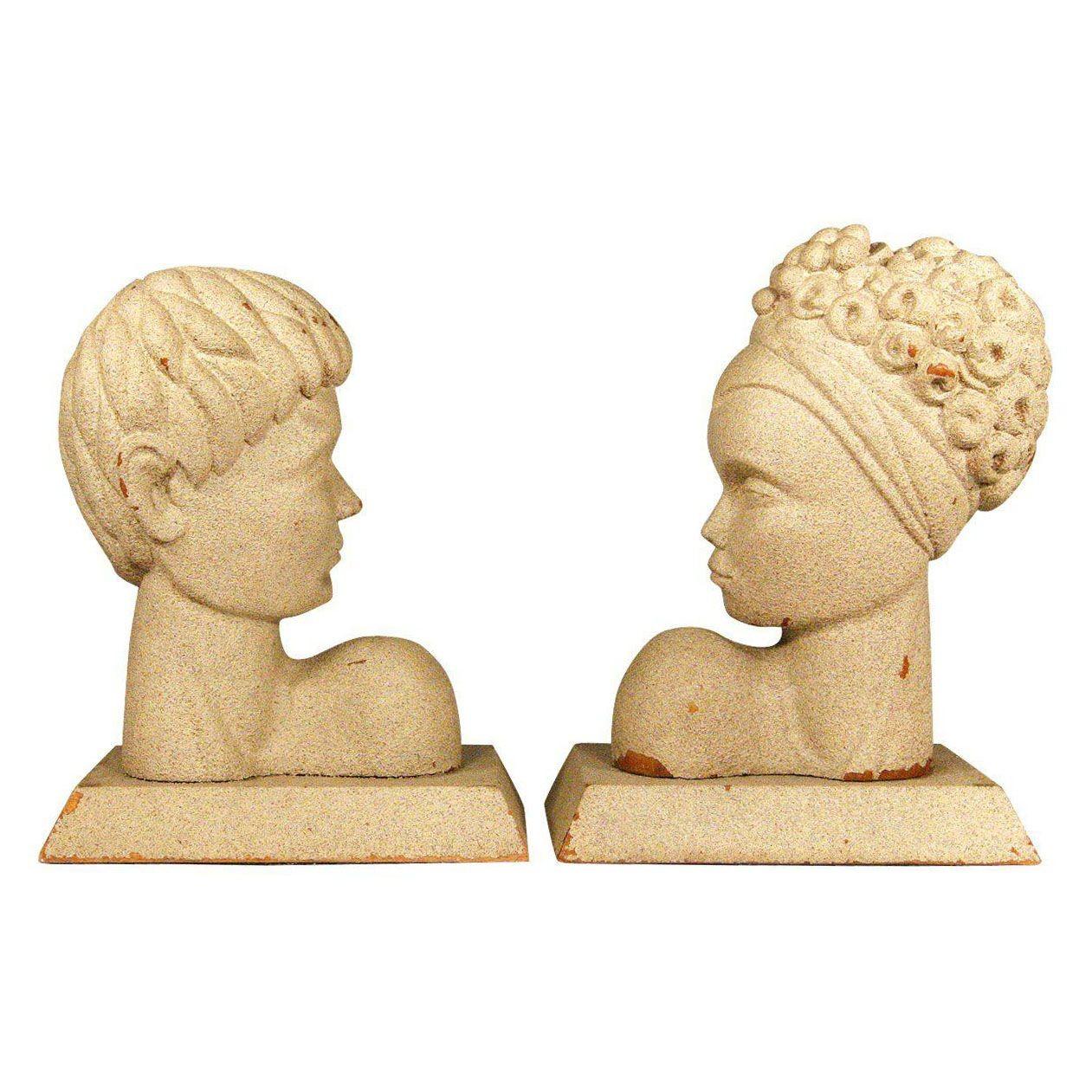 Wood Mid-Century Modern Hawaiian Male and Female Bookends, Pair For Sale
