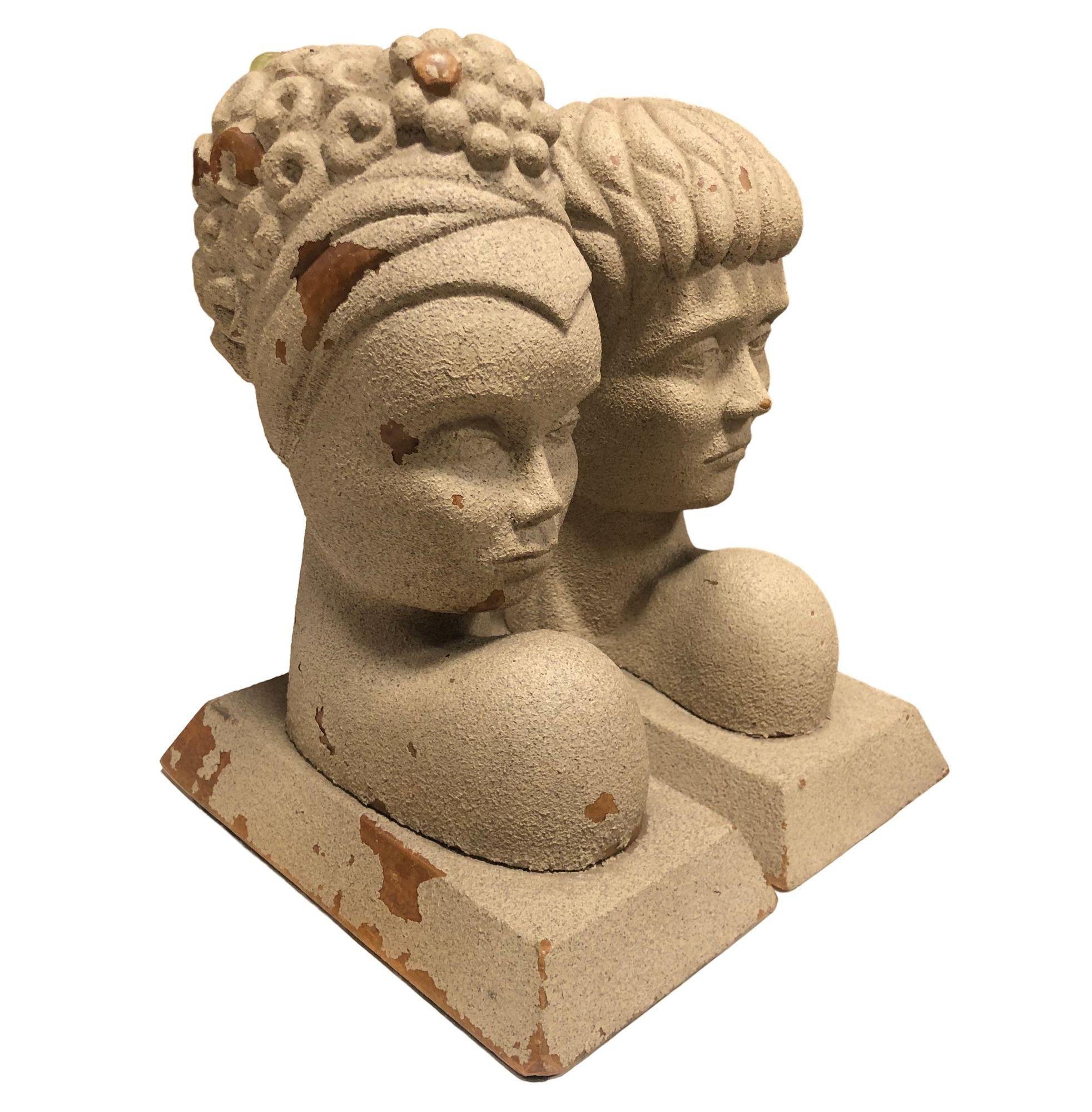 Mid-20th Century Mid-Century Modern Hawaiian Male and Female Bookends, Pair