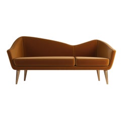 Mid-Century Modern Hayworth Twin Seat Cotton Velvet Polished Brass