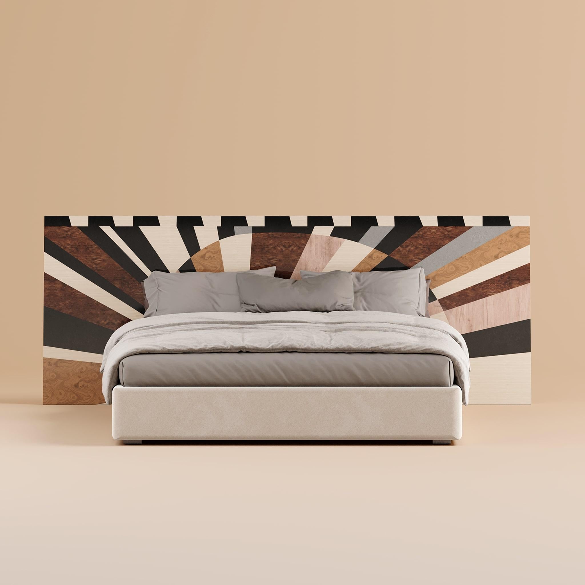 Mid-Century Modern Mid-century Modern Heaboard Art Deco inspired Pattern in Wood King Bed For Sale