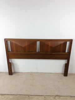 Mid Century Modern Headboard & Footboard with Beveled Detailing by Johnson Carpe