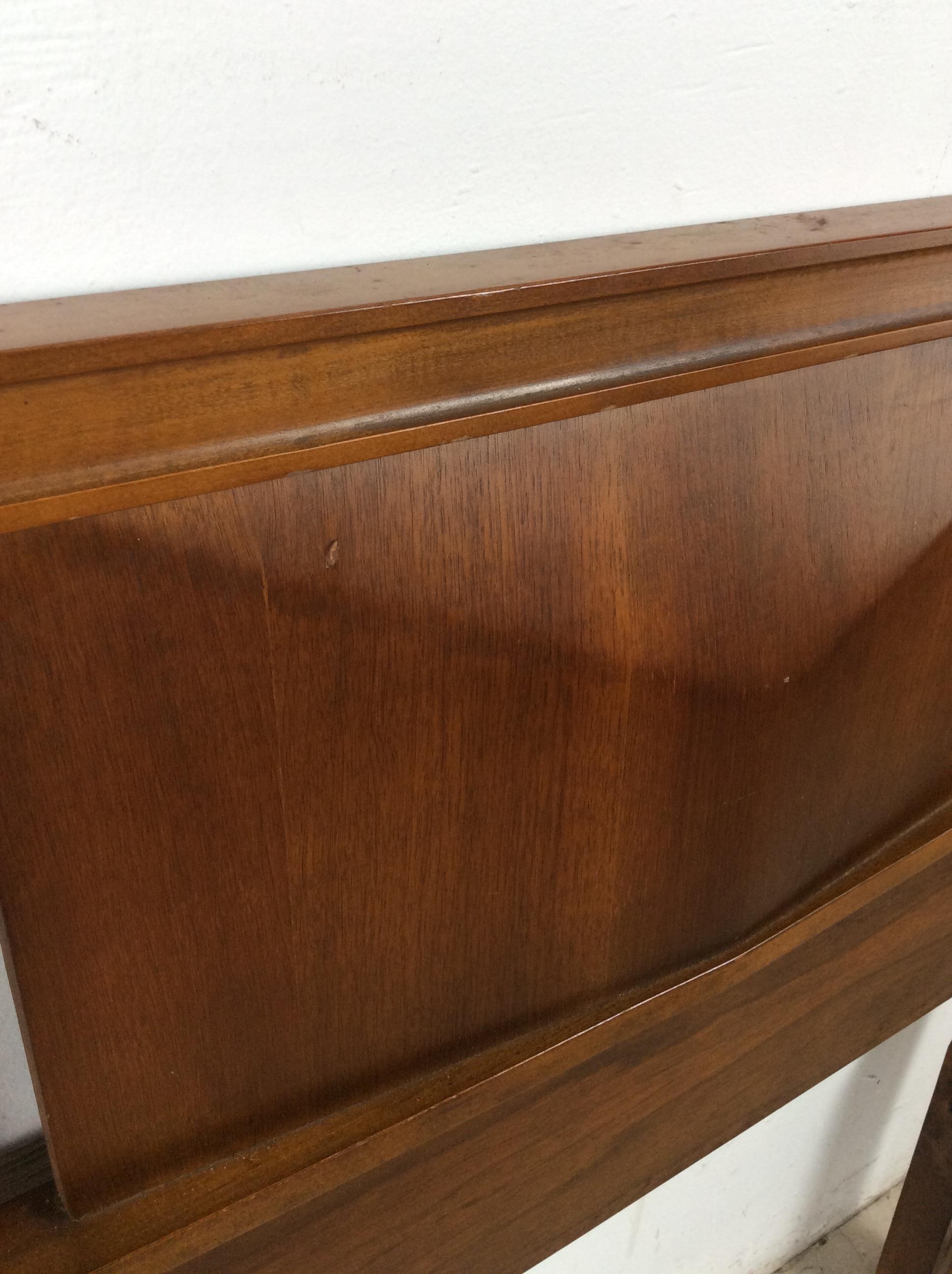 Noyer Mid Century Modern Headboard & Footboard with Beveled Detailing by Johnson Carpe en vente