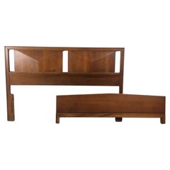 Mid Century Modern Headboard & Footboard with Beveled Detailing by Johnson Carpe