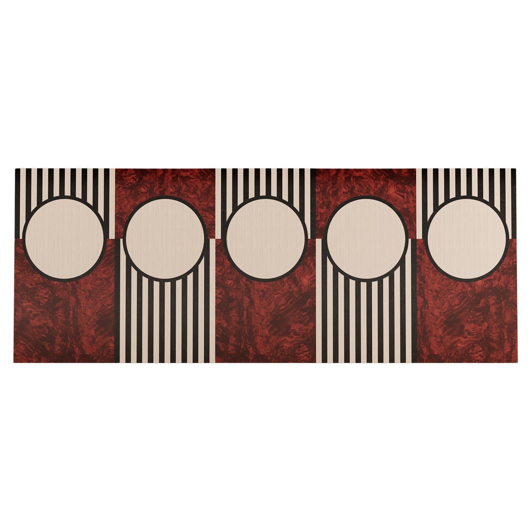 Modernes Kopfteil aus der Mitte des Jahrhunderts Geometrisches Art Deco Muster Holz Intarsien King-Bett