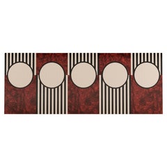 Modernes Kopfteil aus der Mitte des Jahrhunderts Geometrisches Art Deco Muster Holz Intarsien King-Bett