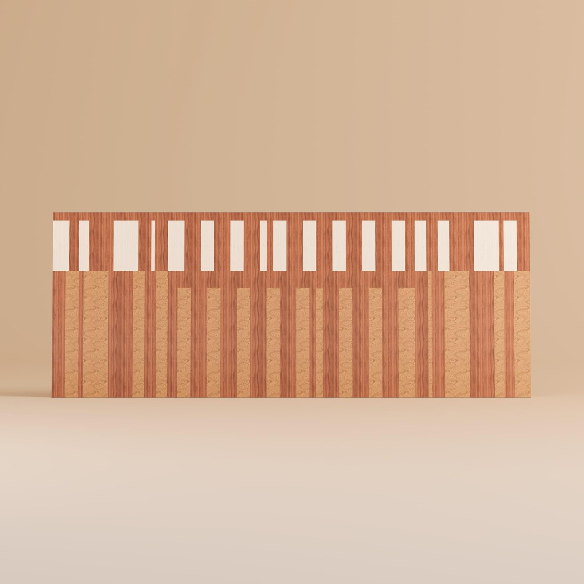 Geometrisches modernes Kopfteil aus Holz mit modernem Mid-Century-Modern-Muster für Queen-Bett (Portugiesisch) im Angebot