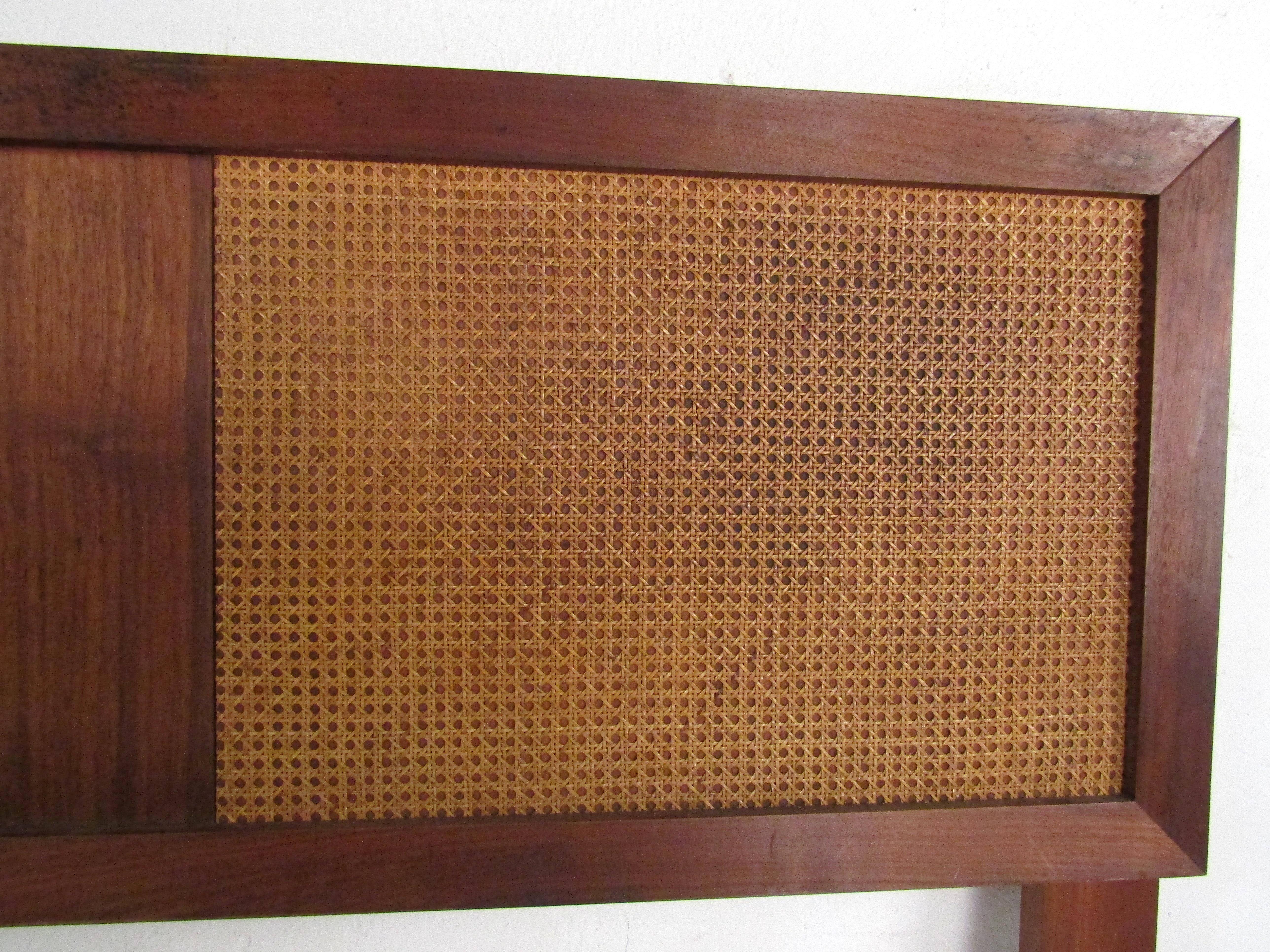 20th Century Mid-Century Modern Headboard with Cane Accents