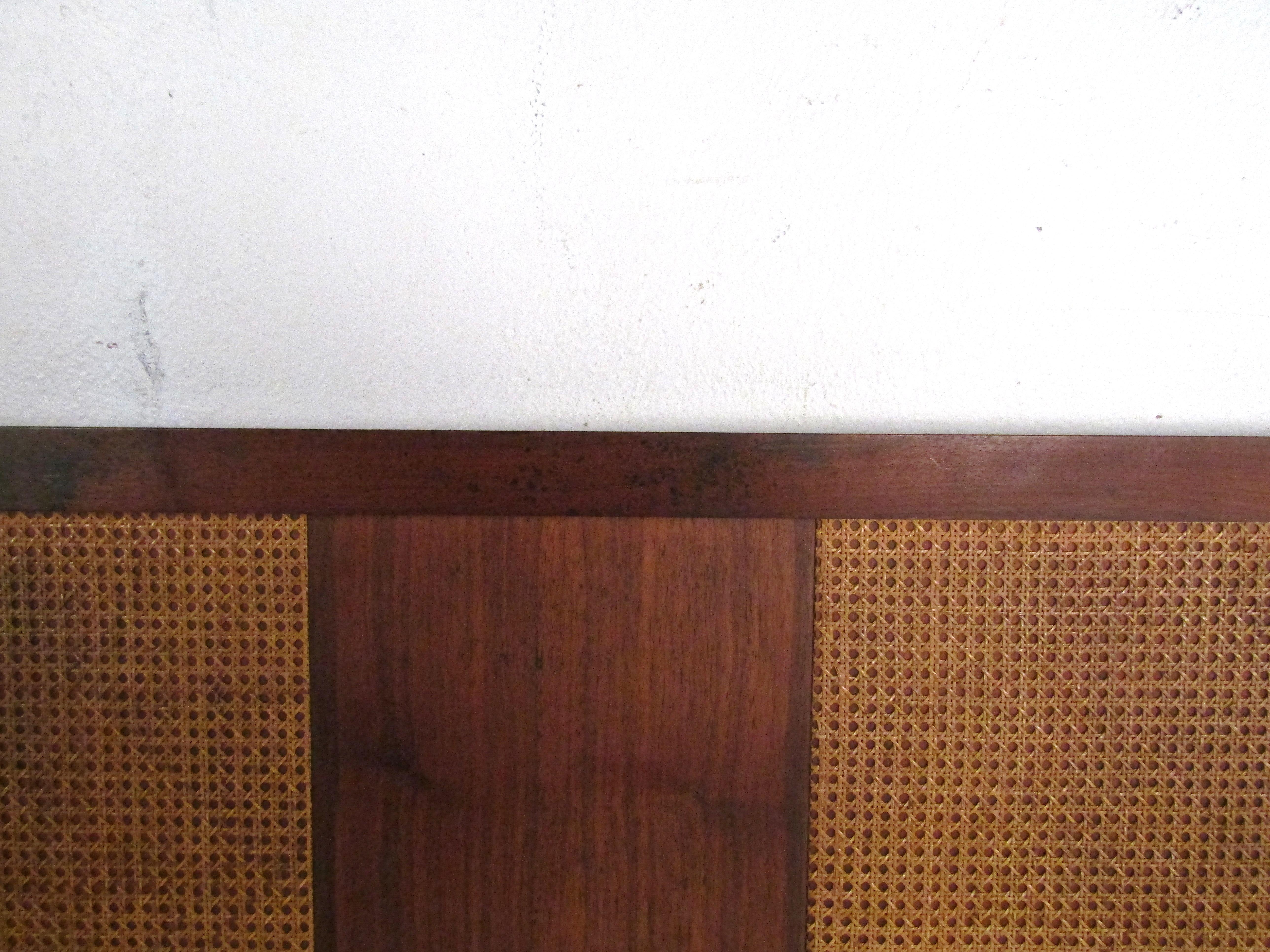 Mid-Century Modern Headboard with Cane Accents 5