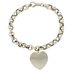Mid Century Modern Heart Circle Link Retro Gold Charm Bracelet