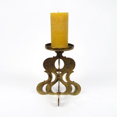 Moderne de milieu de siècle lourd noir cuivre haute table modèle chandelier