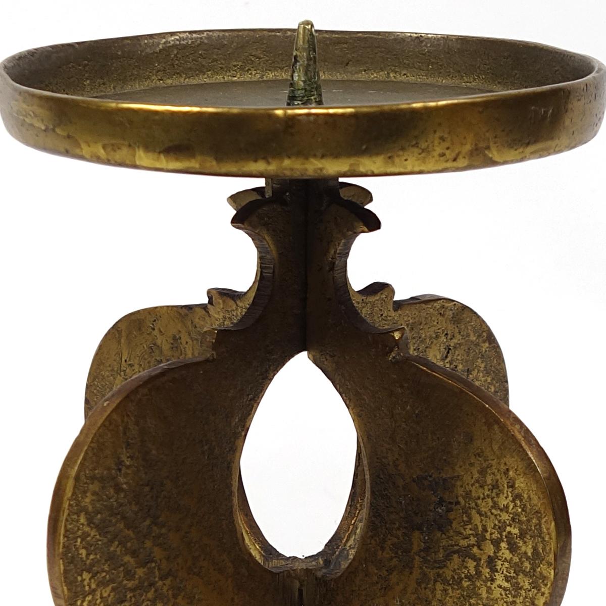 20ième siècle Moderne de milieu de siècle lourd noir cuivre haute table modèle chandelier en vente